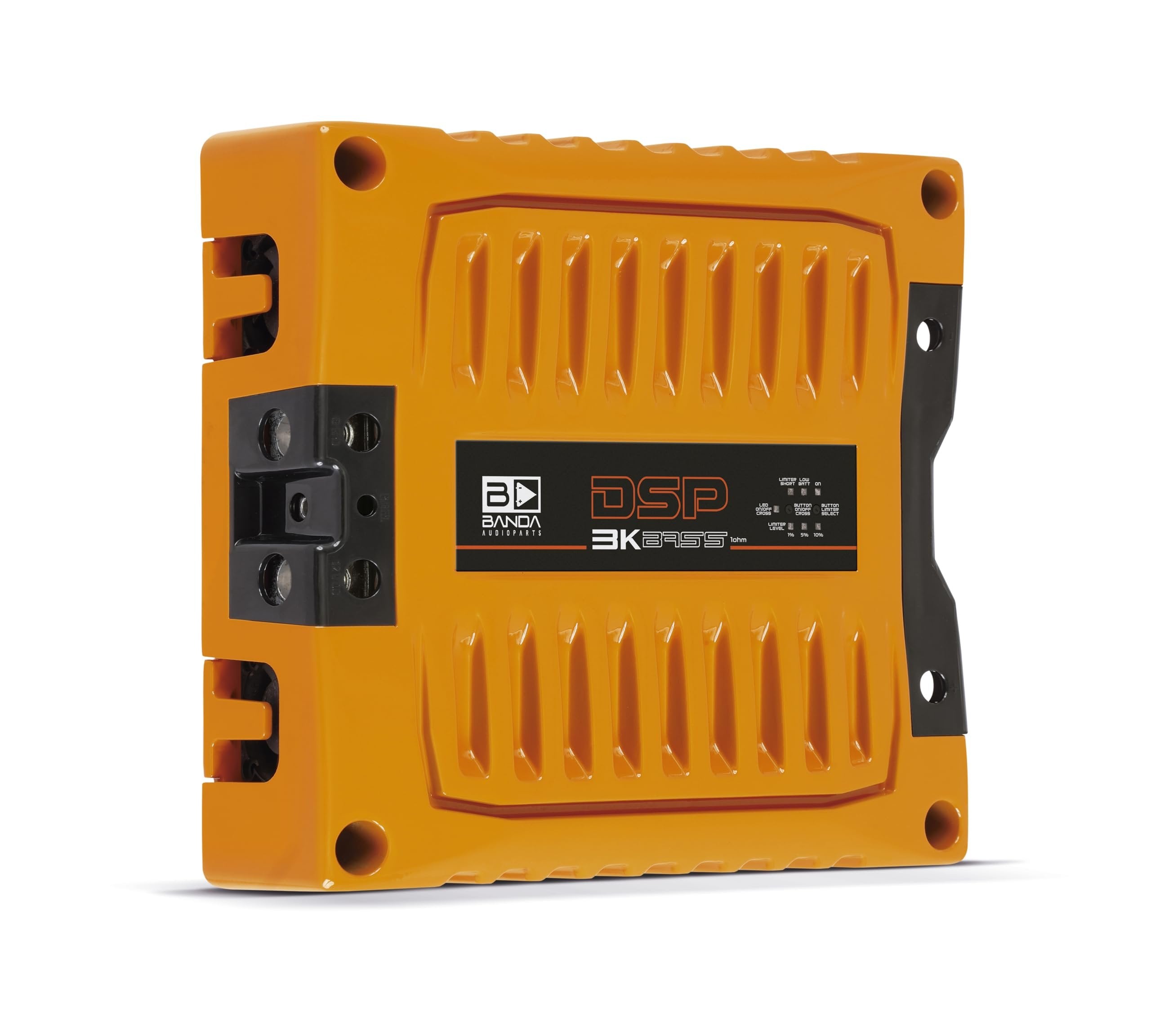 BANDA Audioparts DSP3K1ORANGEBASS Band Amplifier Module 3k1 3000wrms 1-Ohm 1 Channel Car Audio Amp DSP BASS Model with 3 Limiter Integrated Level Positions - DSP3K1ORANGE