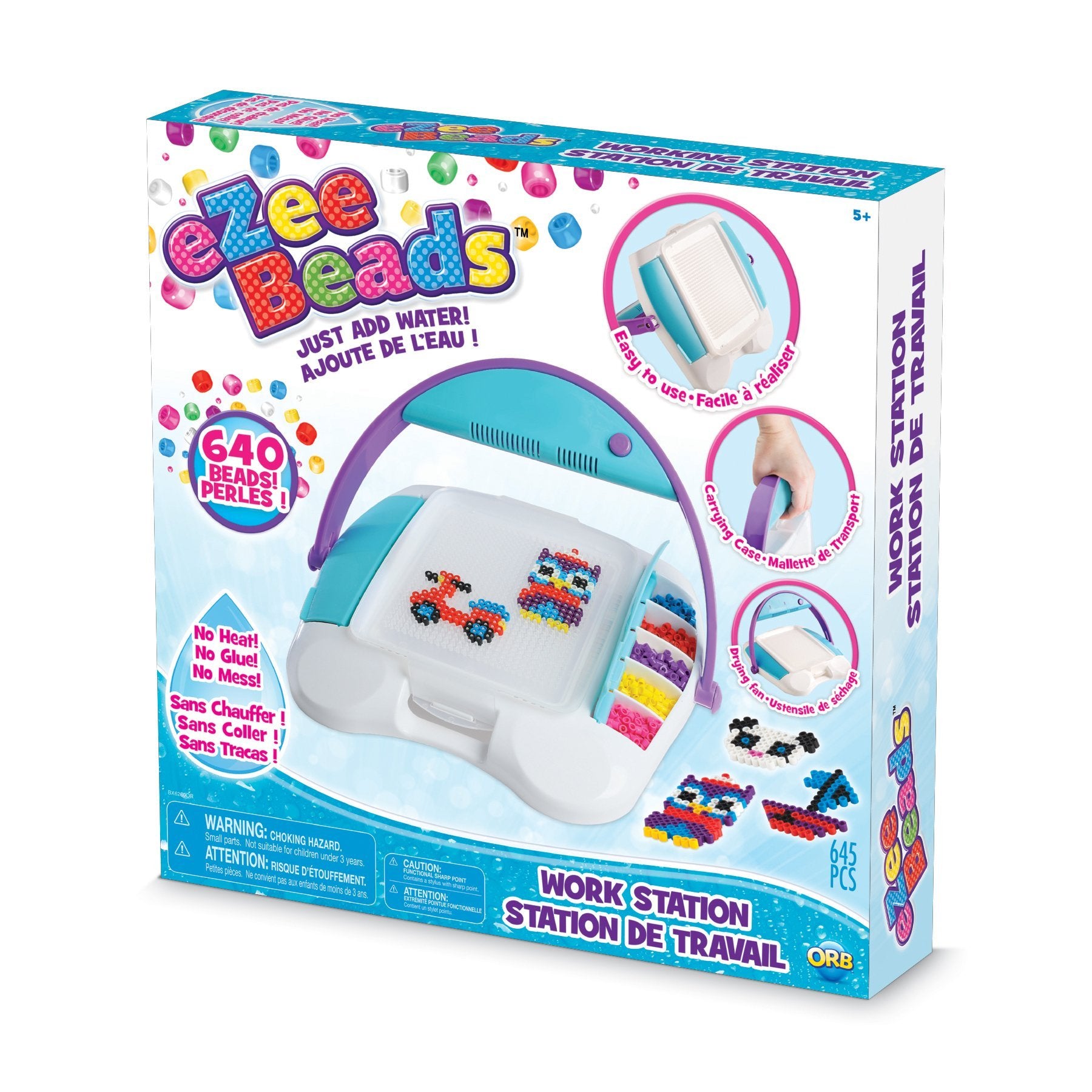 The Orb Factory eZeeBeads Working Station Arts & Crafts, White/Blue/Purple, 13" x 2.65" x 13"