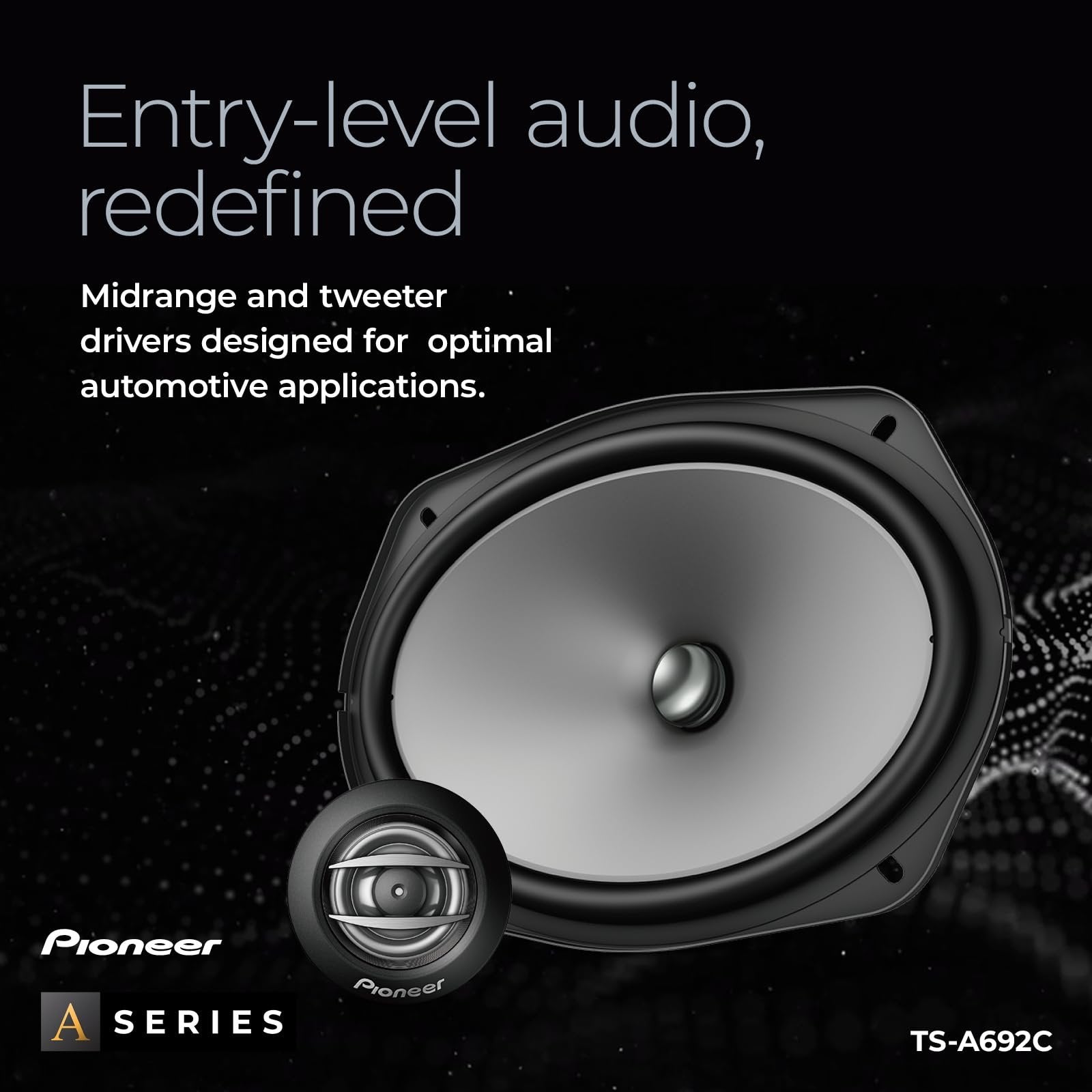 Pioneer TS-A692C A Series 6" x 9" 450 W Max Power, Carbon/Mica-Reinforced IMPP Cone, 20mm PI Tweeter - Component Speakers (Pair)