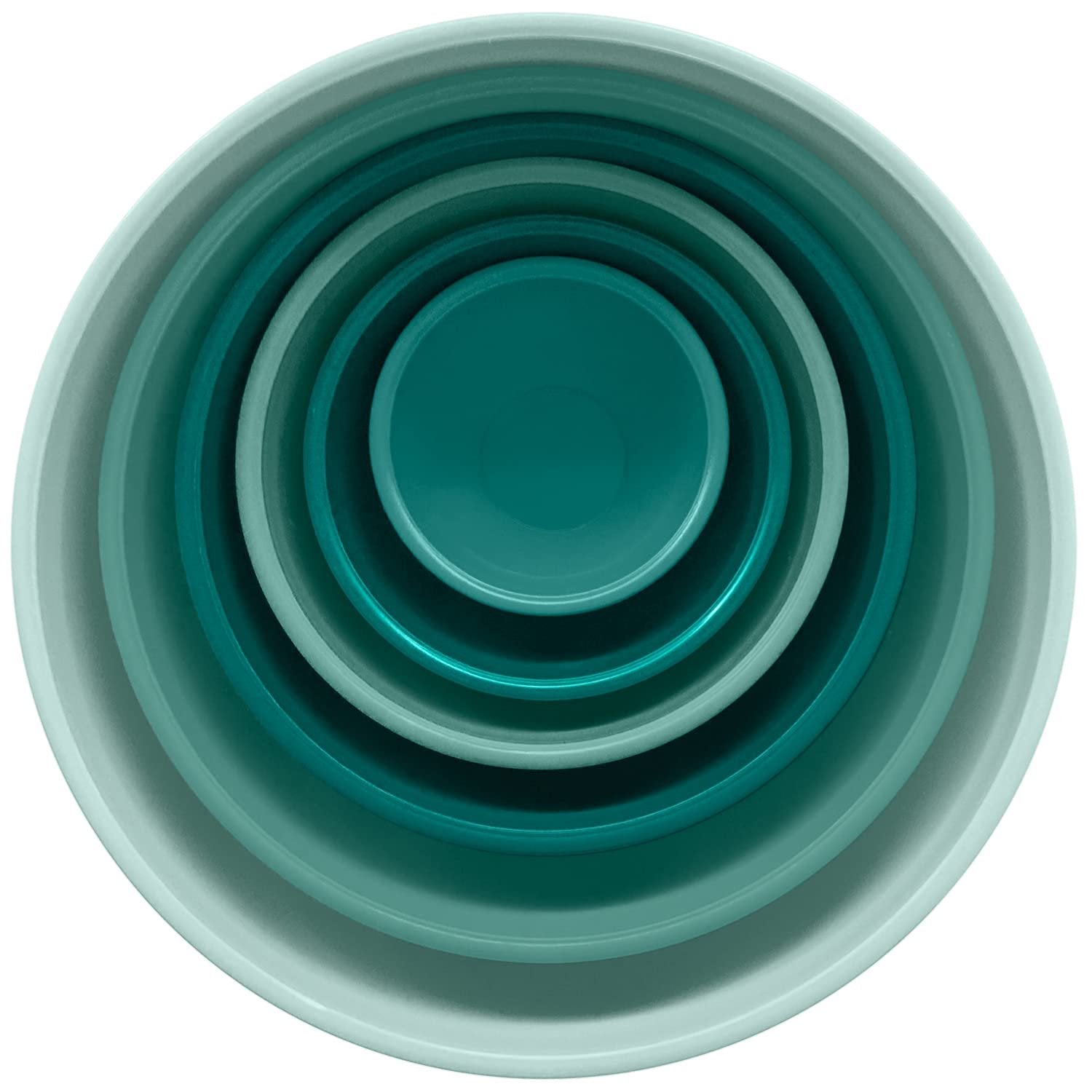 edge Plastic Mixing Bowls 12 Piece Nesting Set 6 Prep Bowls and 6 Lids, for Baking, Cooking and Storing, Tonal Mint