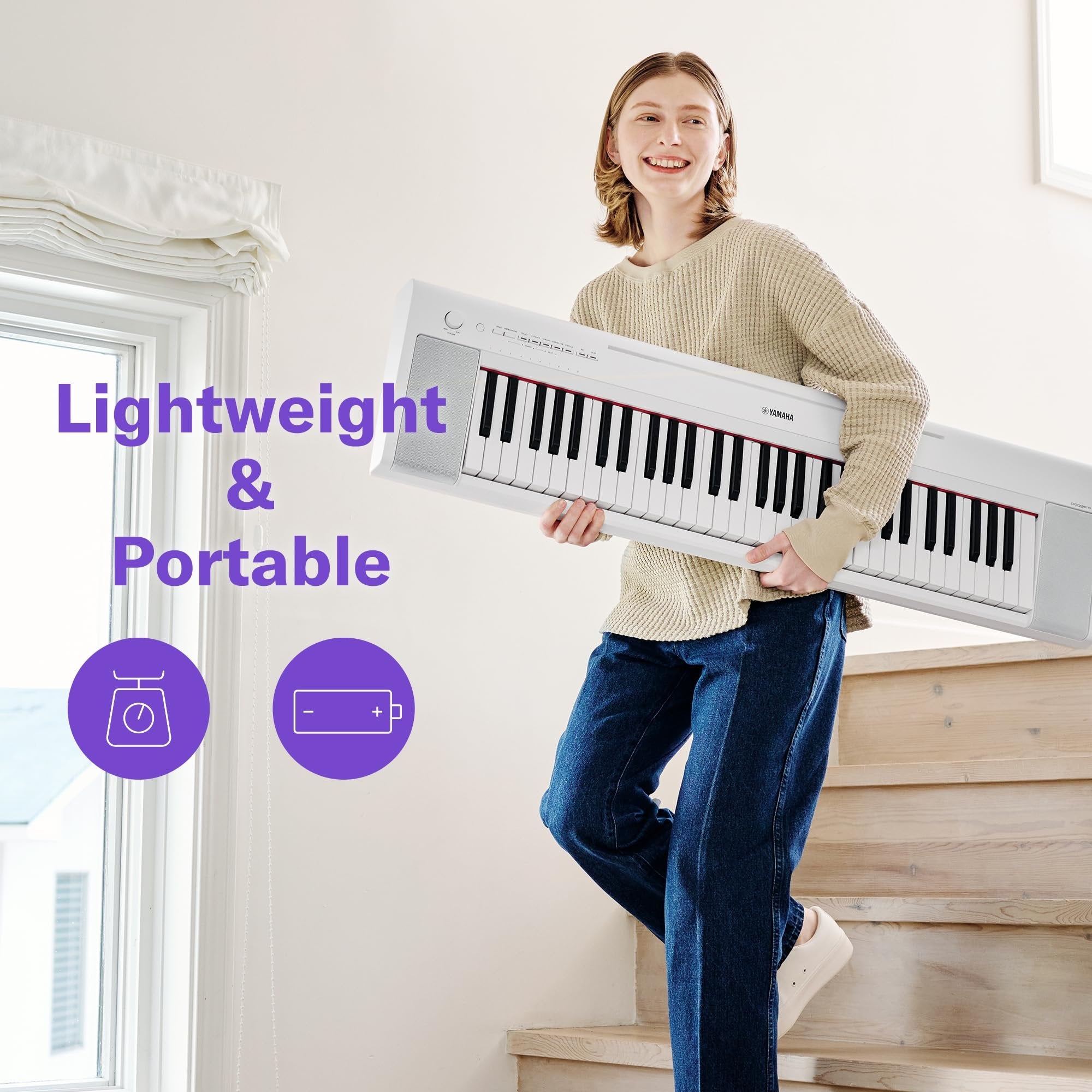 Yamaha 61-Key Piaggero Ultra-Portable Digital Piano, Black (NP15B)