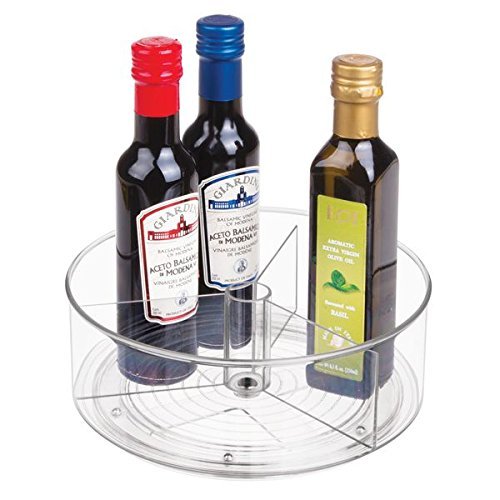 iDesign Linus Divided Lazy Susan Turntable Kitchen Organizer for Pantry, Cabinet, Countertops-9", Tall, Clear, 22.86 x 0.254 x 8.59 cm