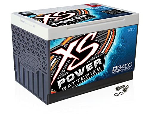 XS Power D3400 3300 Amp AGM Power Cell Car Audio Battery + Terminal Hardware