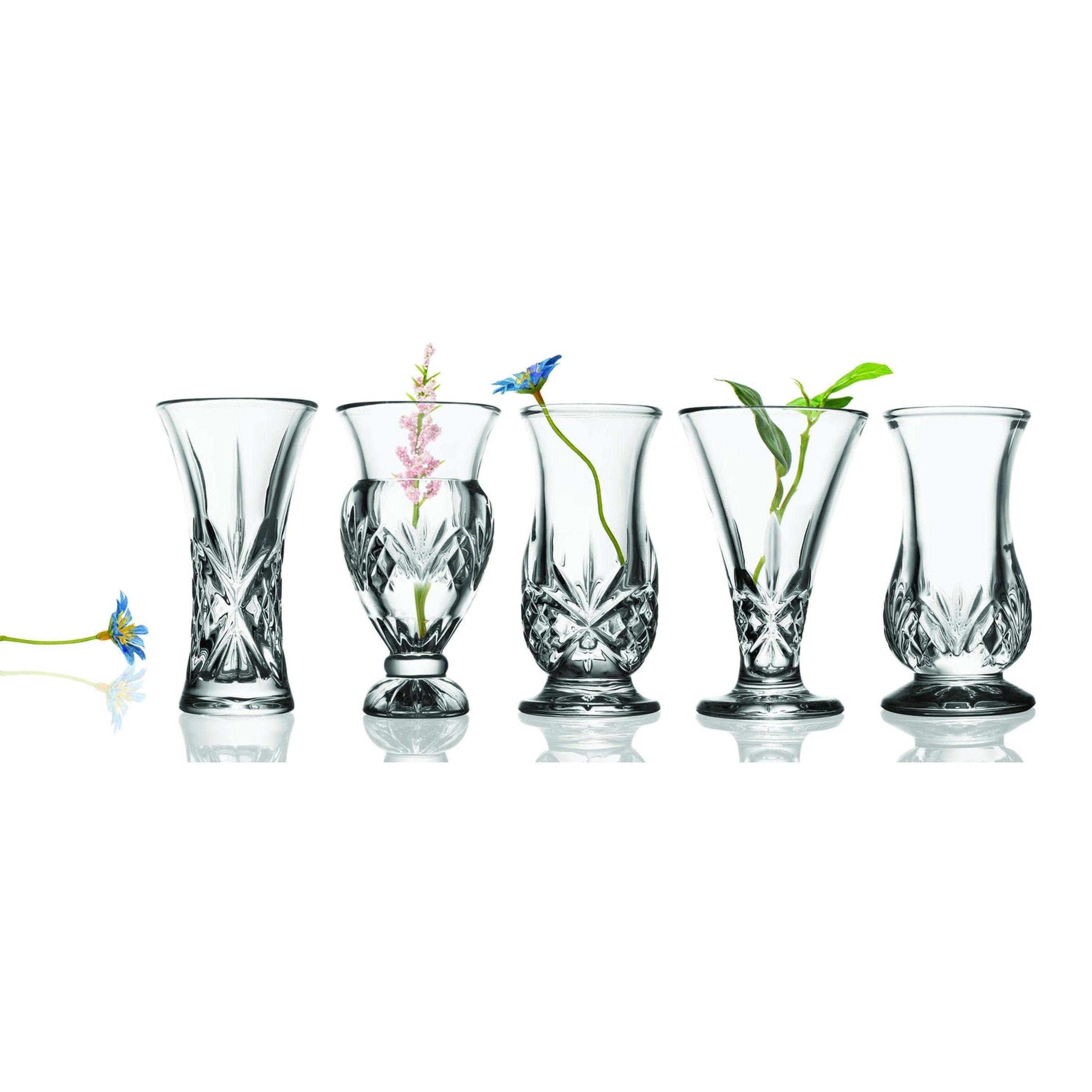 Godinger Dublin Crystal 5 Piece Bud Vase Set