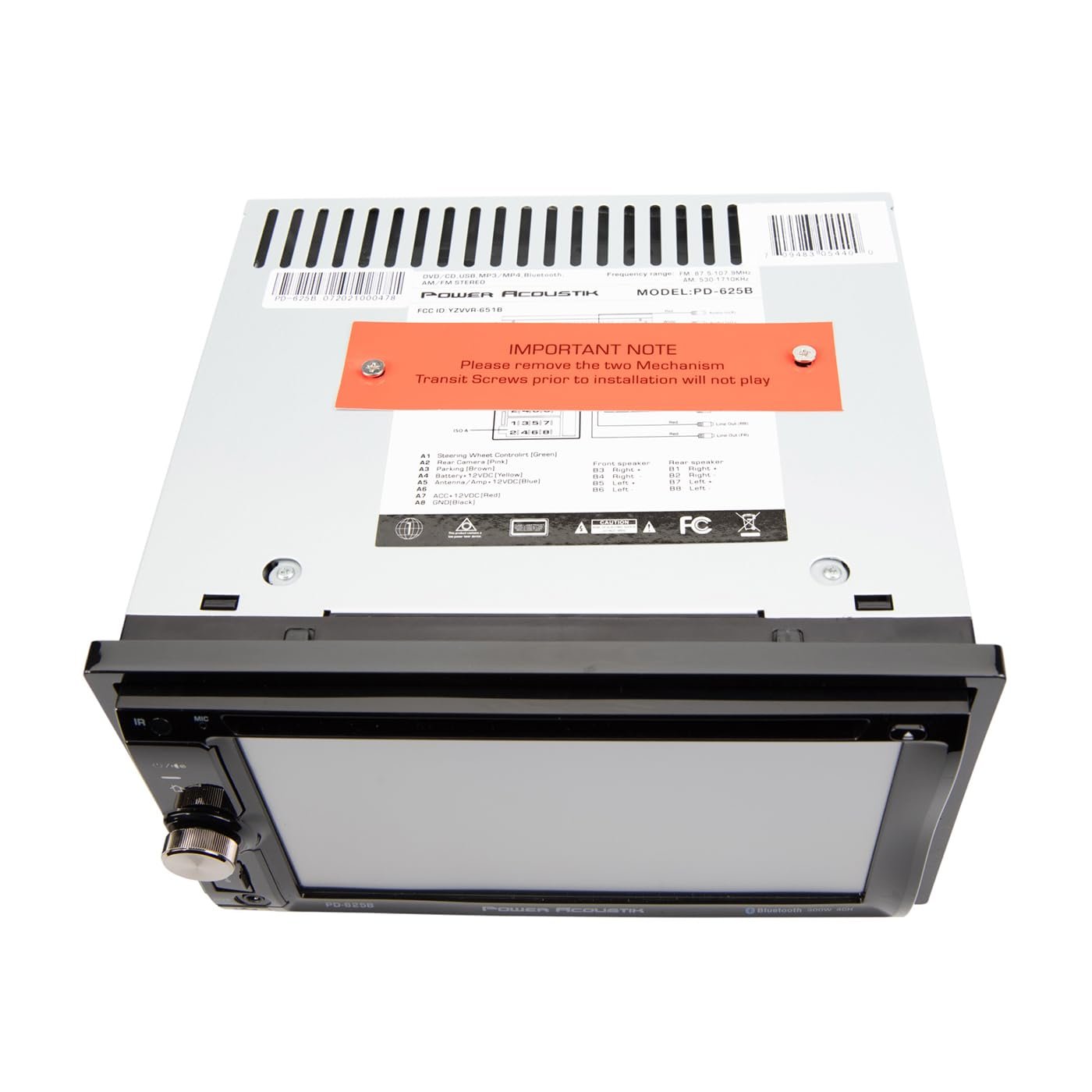 Power Acoustik PD-625B, 6.2 Inch Double Din Car Stereo, Detachable Face DVD 2-Din Multimedia Receiver Radio with Bluethooth and Back Up Camera Ready