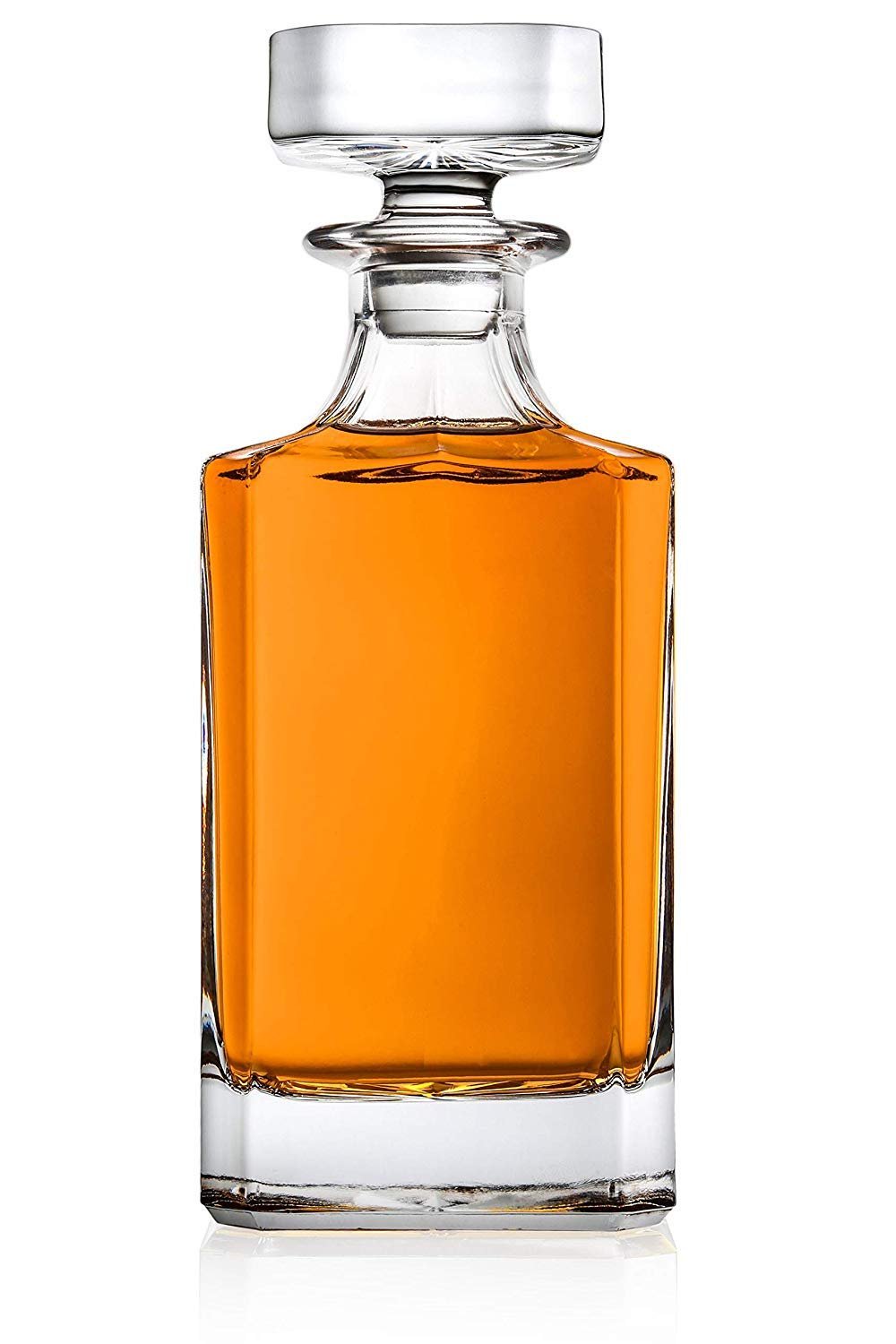 Godinger Clarion Square Whiskey Decanter with Glass Stopper for Wine, Bourbon, Brandy, Liquor, Juice 25 oz, Perfect for Engraving