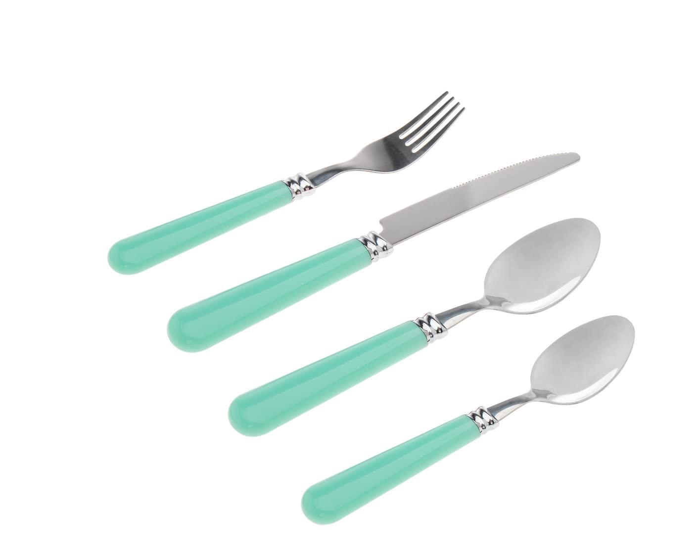 Godinger Fork, Knive, Tablespoon and Teaspoon Flatware Turquoise 16 Piece Set
