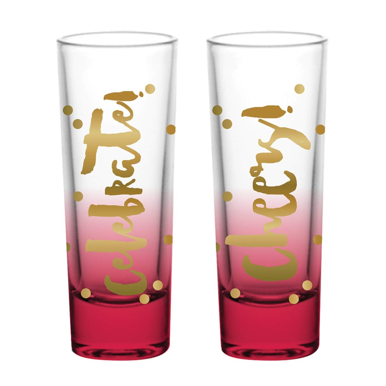 Slant Collections Creative Brands Set of 2 Holiday Shot Glasses, 2-Ounce, Cheers