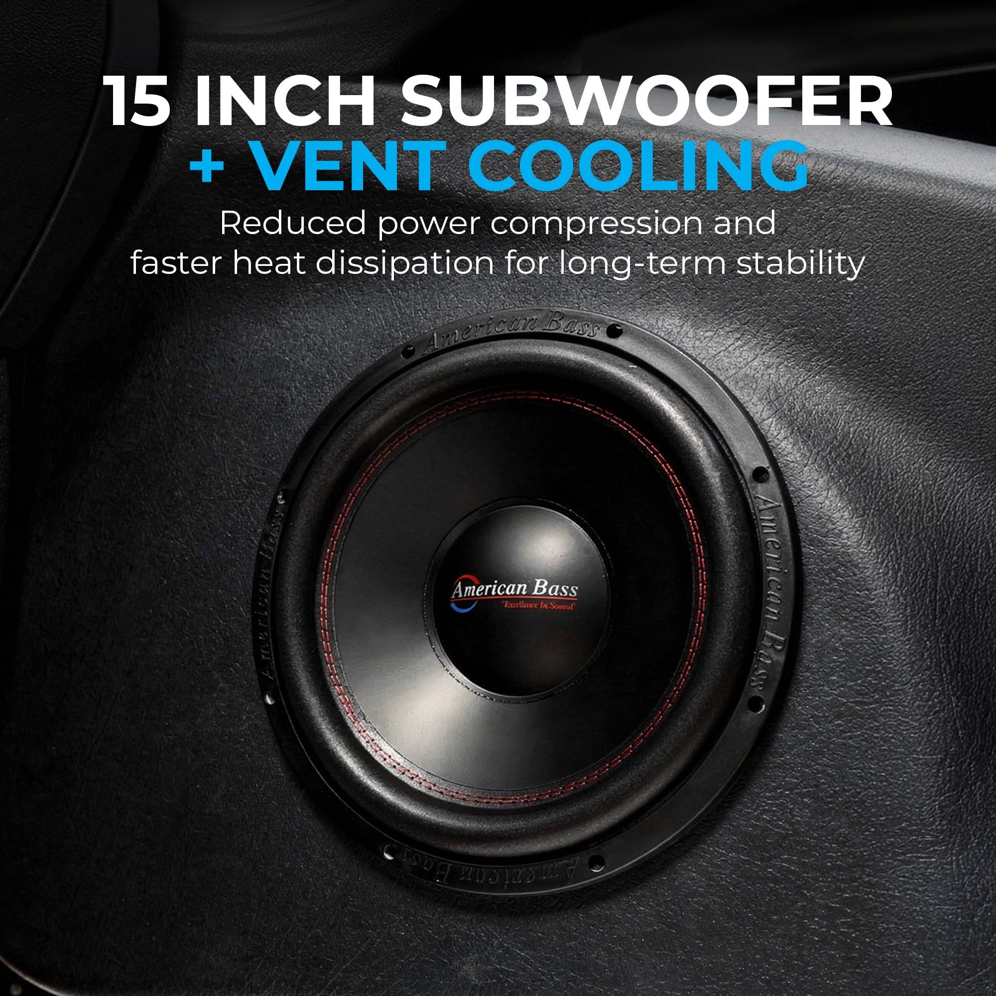 American Bass DX Series 15" Car Subwoofer, 1000W Peak / 500W RMS, 4 Ohm Car Audio with 125oz Magnet and 2.5" Voice Coil, Heavy-Duty Steel Basket, Powerful Bass for Car Audio Systems