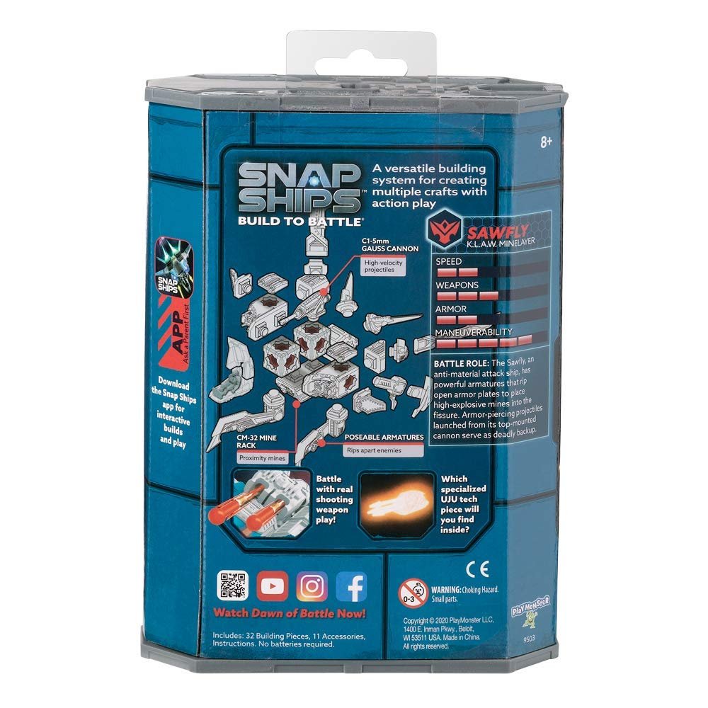 Snap Ships — Sawfly K.L.A.W. Minelayer — Construction Toy for Custom Building and Battle Play — for Ages 8+
