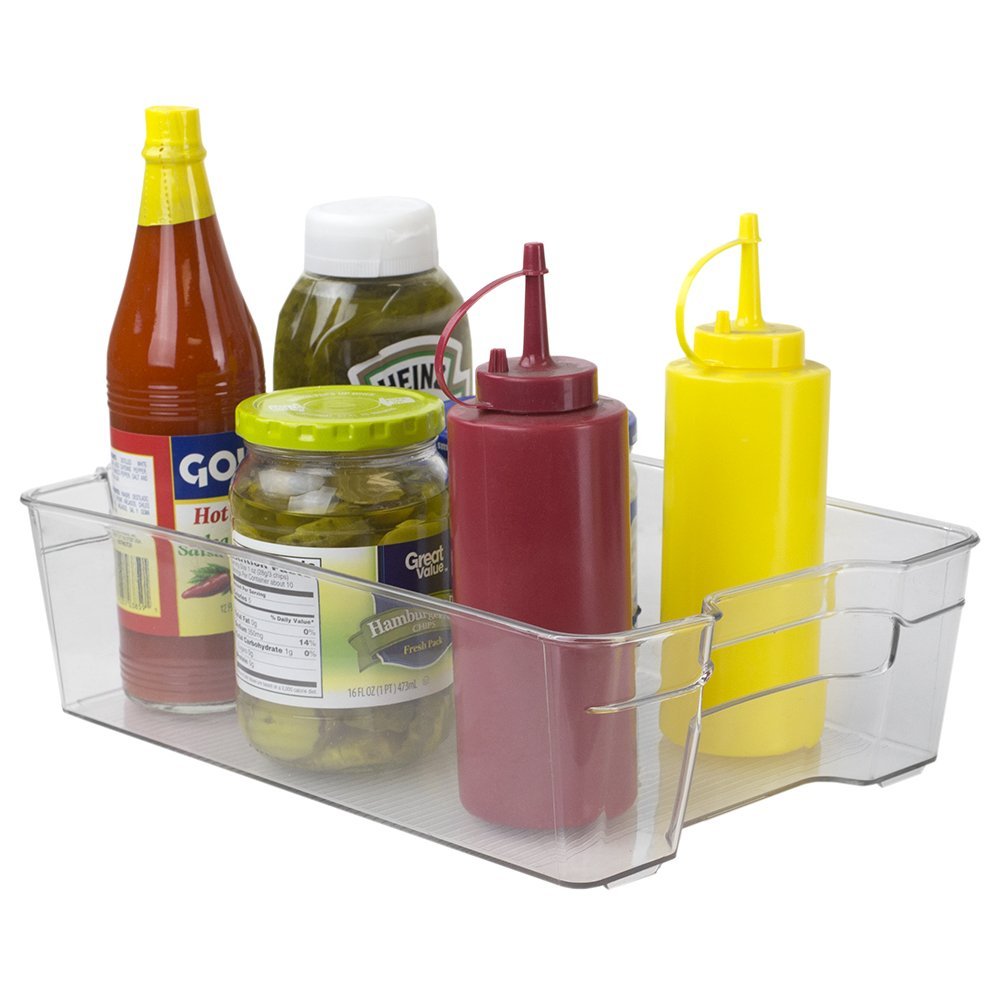 Home Basics Clear Plastic Storage Fridge Bin with Handles (Large)