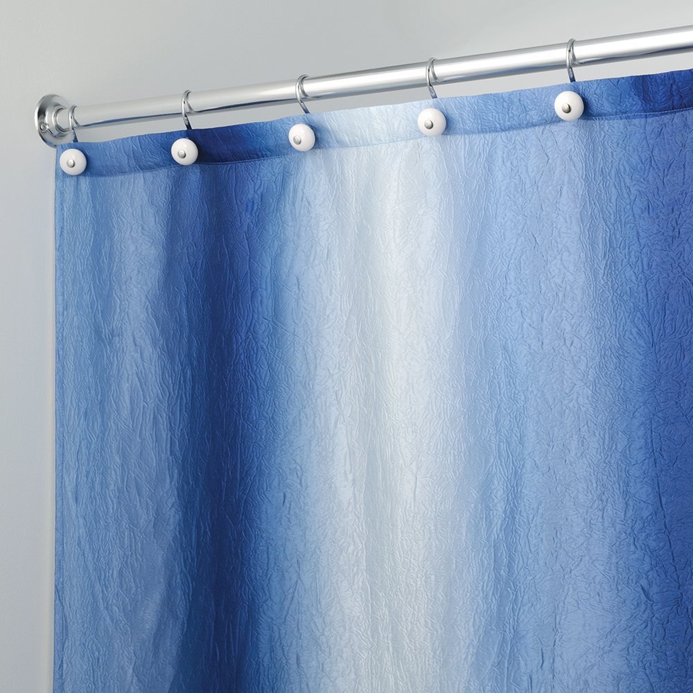 iDesign Ombre Fabric Shower Curtain for Master, Guest, Kids', College Dorm Bathroom, 72" x 72" - Surf Blue