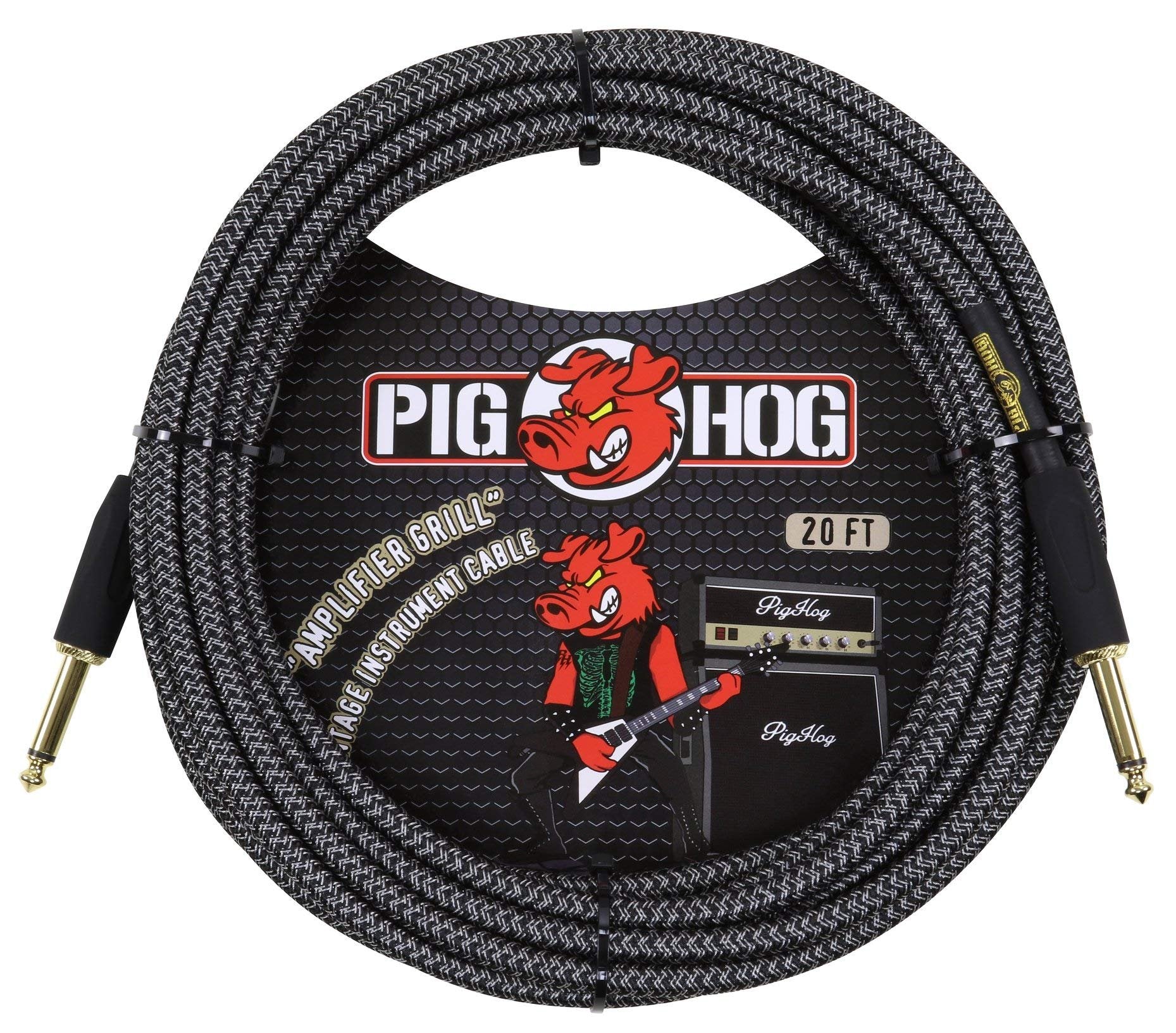 Pig Hog Vintage Serie Instrumentenkabel, Amplifier Grill, 6m/20ft, 6.35 (1/4”) auf 6.35 (1/4”), Hochwertige Qualität, Gewebt