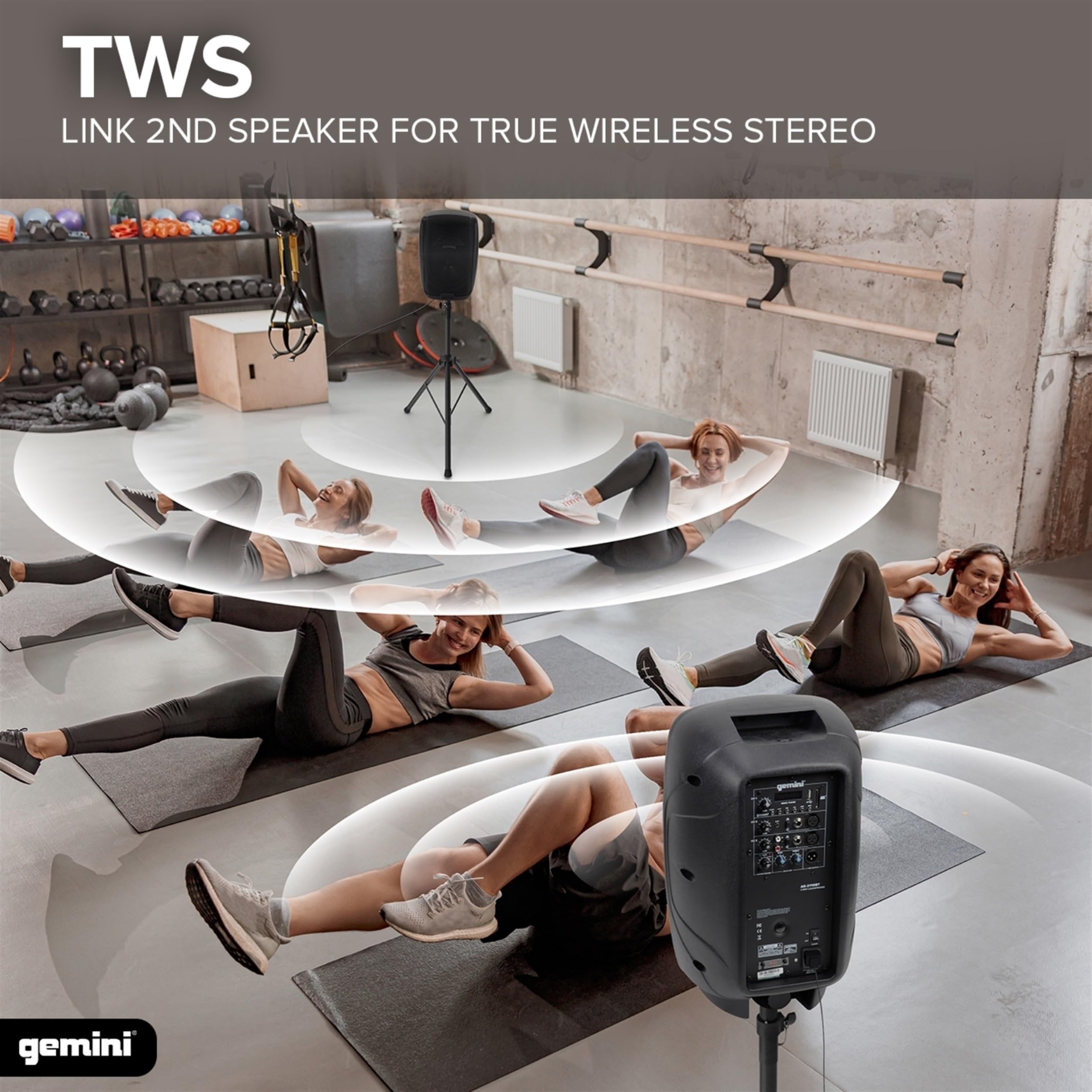 Gemini Sound AS-2110BT - 1000W Peak Power Bluetooth Loudspeaker with TWS, USB/SD Playback, FM Radio - Portable 10” PA System, High-Power Class D Amp for DJs, Parties & Events