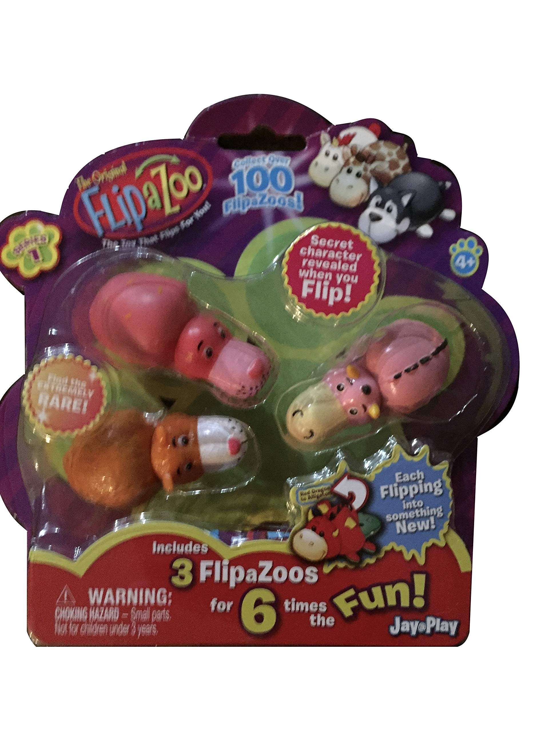 FlipaZoo Series 1 pack of 3 mini (assorted figures) Approx 2 inches X 1 inch, Multi, small