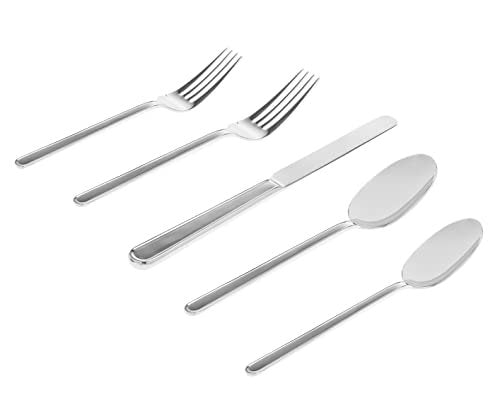 Godinger 20 Piece Flatware Set with 4 Dinner Forks, 4 Salad Forks, 4 Tablespoons, 4 Teaspoons and Knifes, 18/0 Stainless Steel Rail Mirror, Set of 4