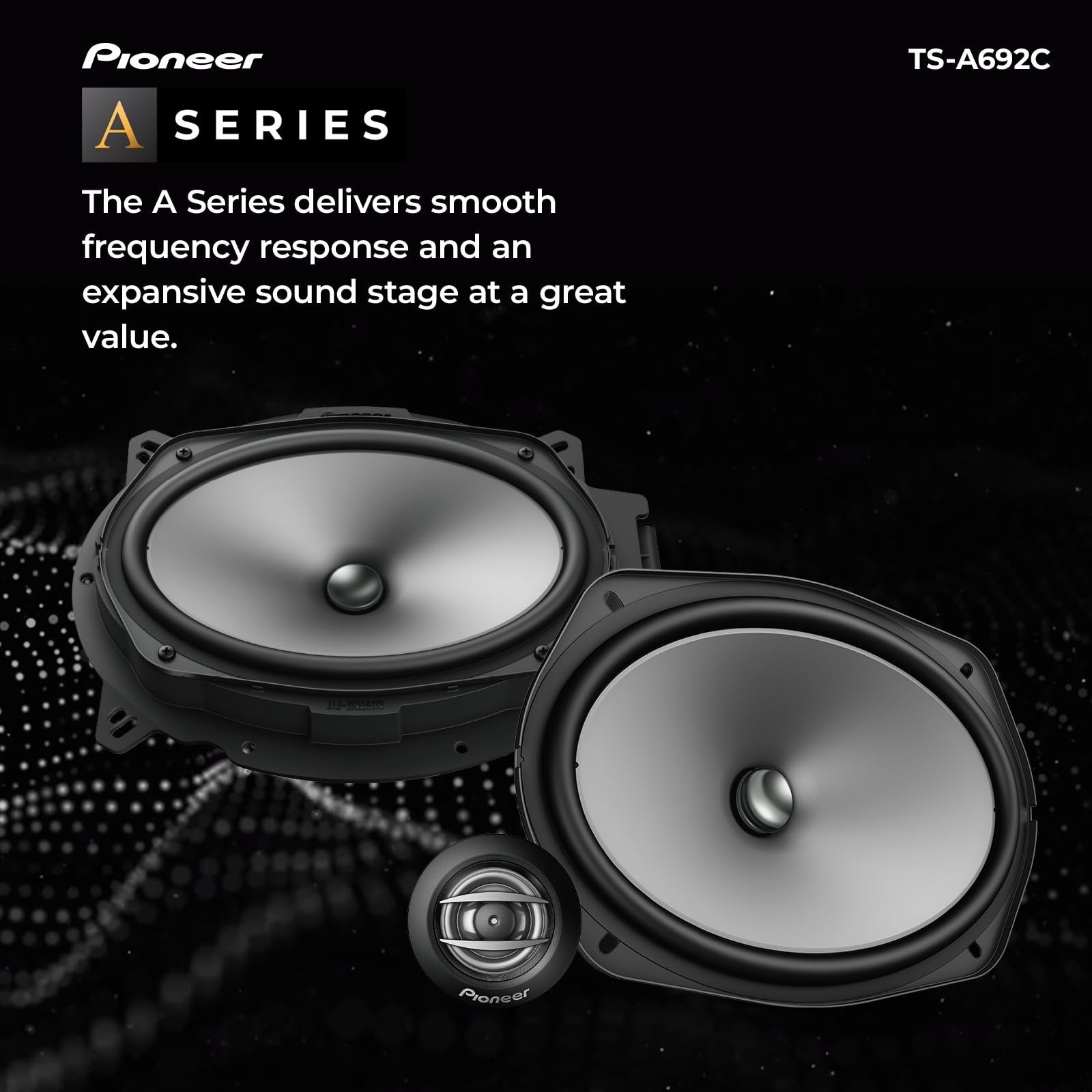 Pioneer TS-A692C A Series 6" x 9" 450 W Max Power, Carbon/Mica-Reinforced IMPP Cone, 20mm PI Tweeter - Component Speakers (Pair)