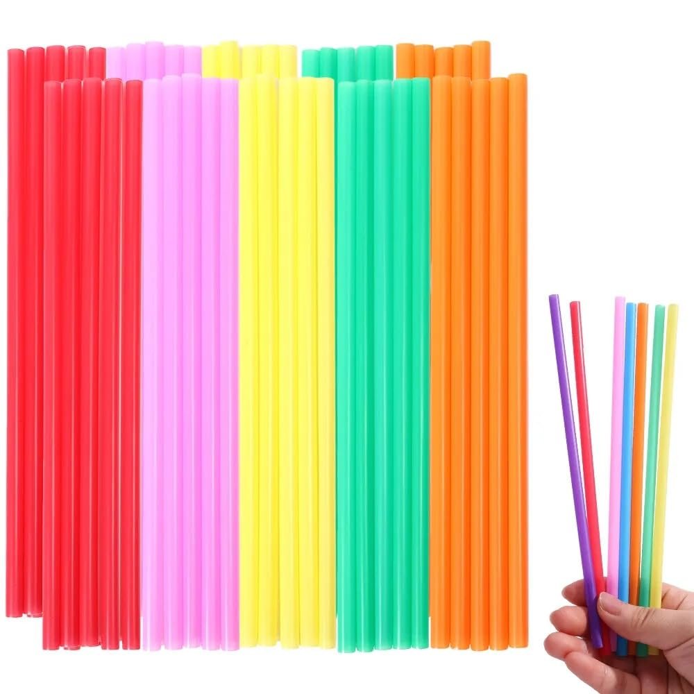 Assorted Color Mini Plastic Straws - (300 Pc Set) - Perfect for Parties, Events, and Everyday Use