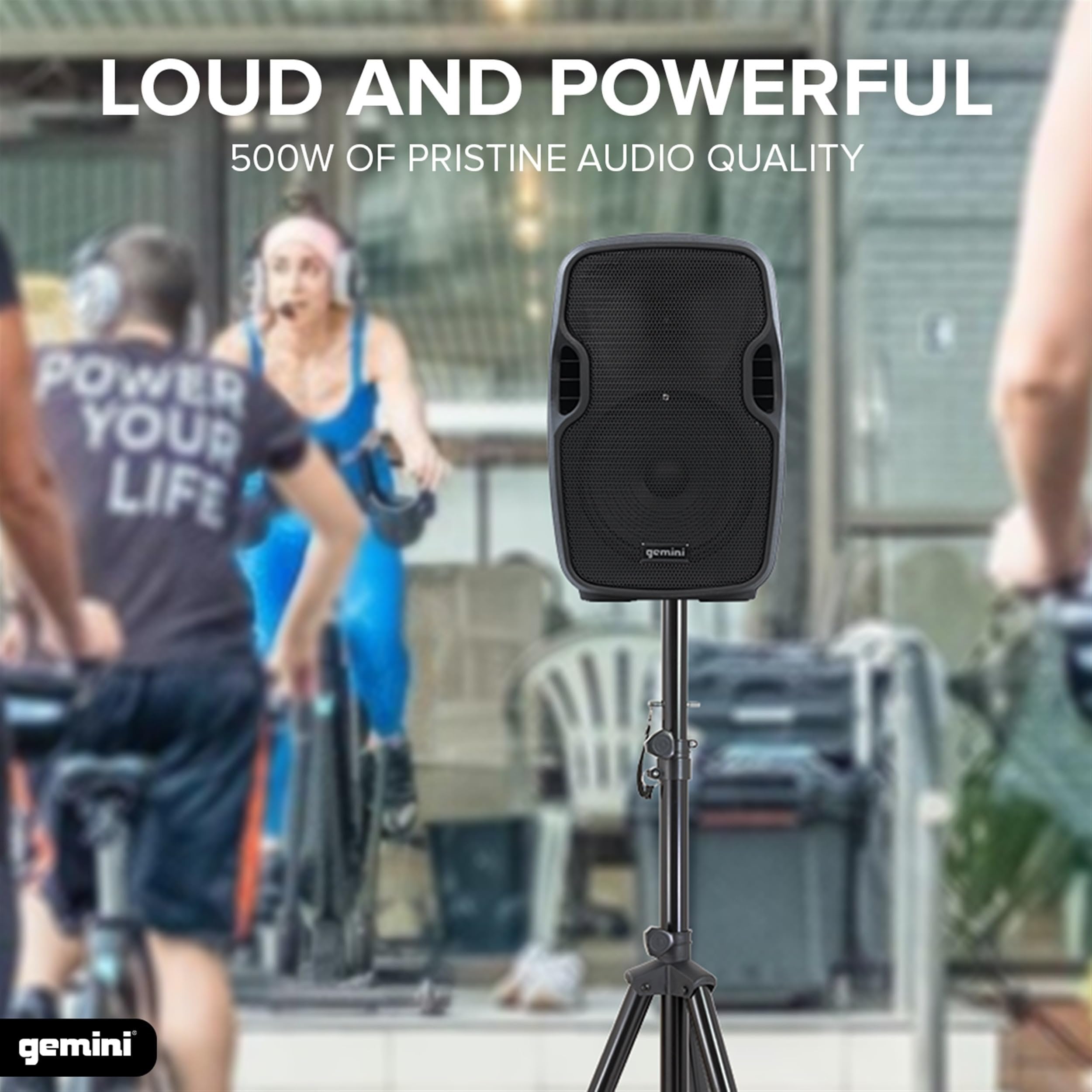 Gemini Sound AS-08TOGO: Active 500W Wireless Powered Speaker with 8” Woofer - Long-Lasting Battery, Bluetooth, Portable for Travel & Karaoke, USB/SD/FM Playback