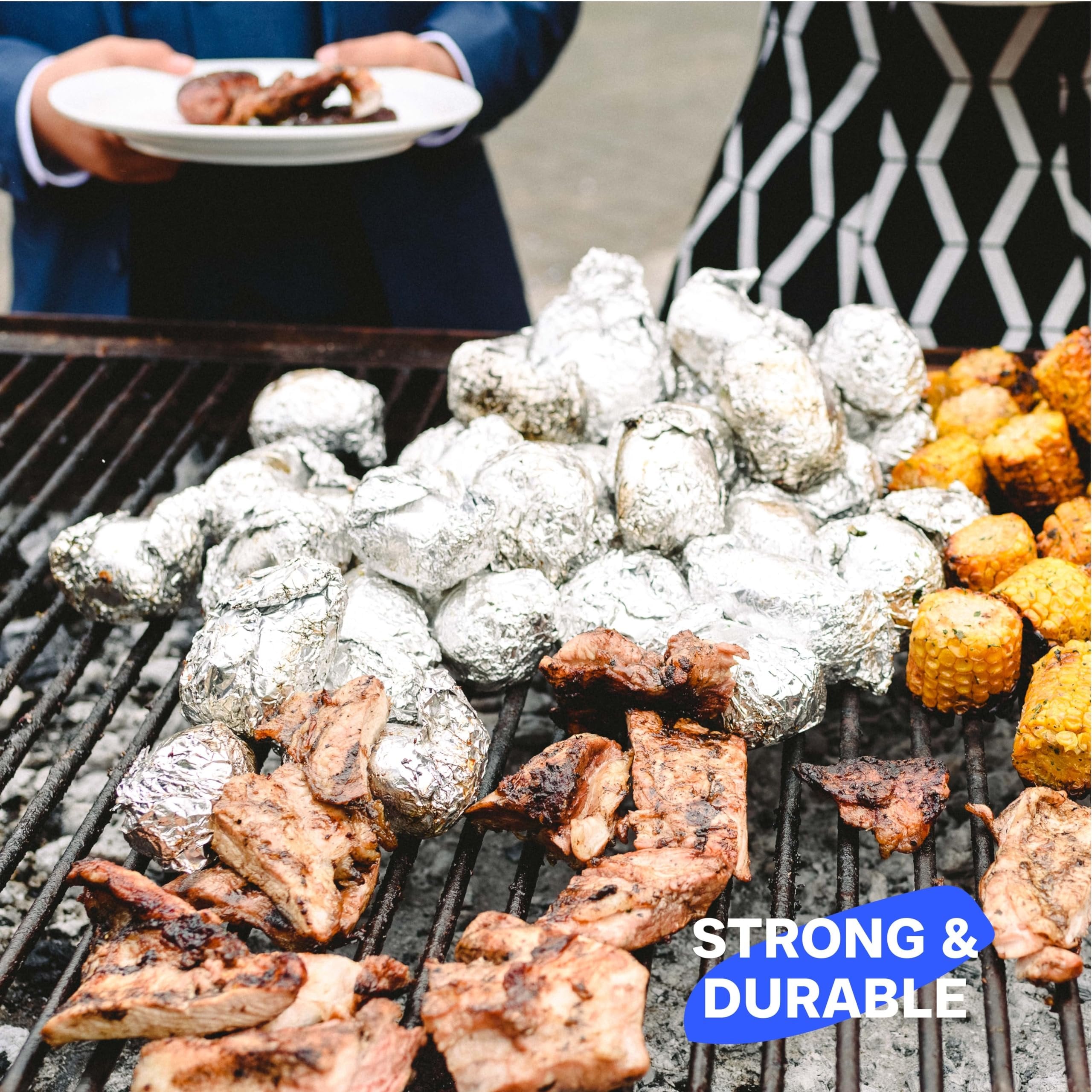 Heavy Duty Aluminum Foil, 250 Square Feet - 12" x 250' - Easy Tear Non-Stick Aluminum Foil Roll - Perfect For Multipurpose Kitchen Use, Baking, Roasting, Grilling, BBQ & Food Storage