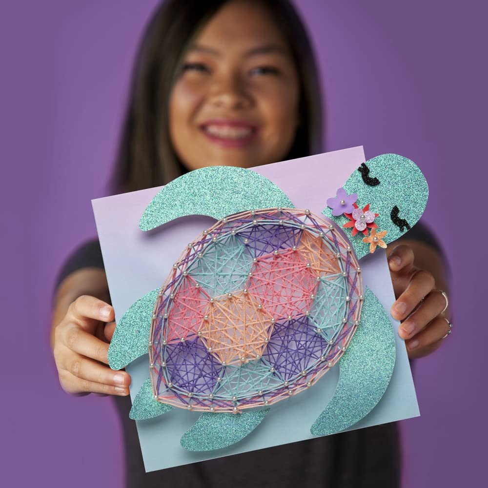 Craft-tastic — String Art Sea Turtle for 2 Fun Craft Projects — Sea Turtle and Hibiscus Flower — Ages 10+