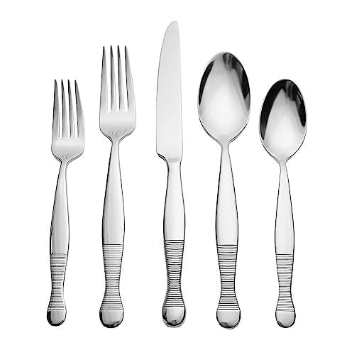 Godinger Flatware Set with 4 Forks, Knifes, Salad Forks, Spoons and Teaspoons, 20 Piece Set, Stainless Steel
