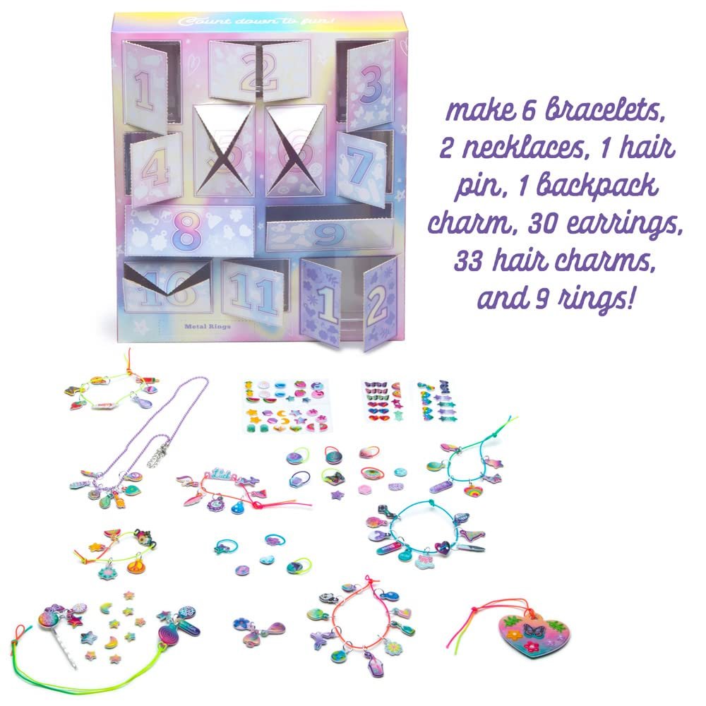 Craft-tastic – 12 Days of DIY Charm Jewelry – Count Down to Fun with 12 Days of Puffy Charm DIY Surprises Bracelets, Rings, Hair Charms, Earrings, and More – Creative Arts & Crafts Gift - Ages 6+