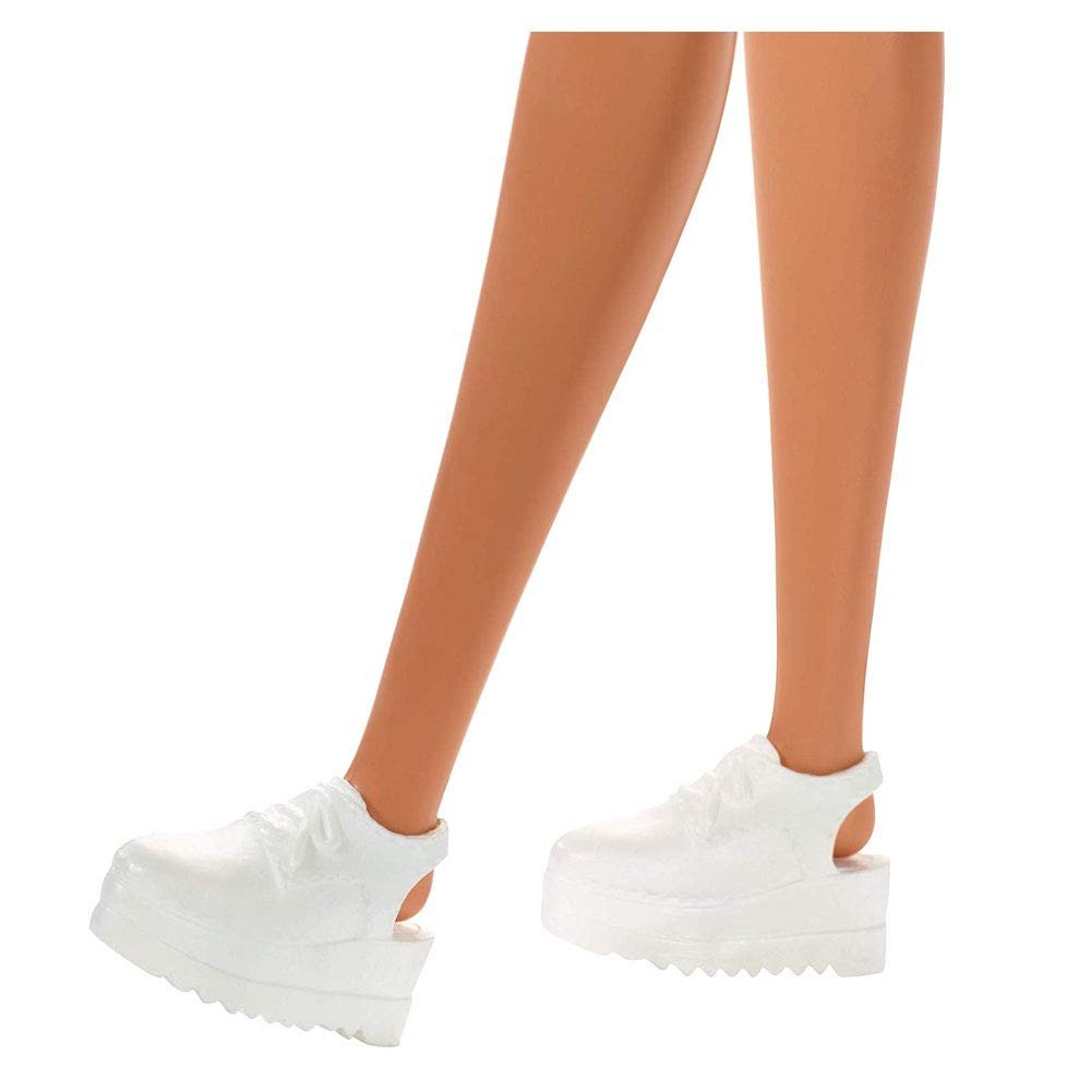 Barbie , Blonde, Wearing Purple and Yellow Heart-Print Dress and Platform Sneakers, for 3 to 7 Year Olds