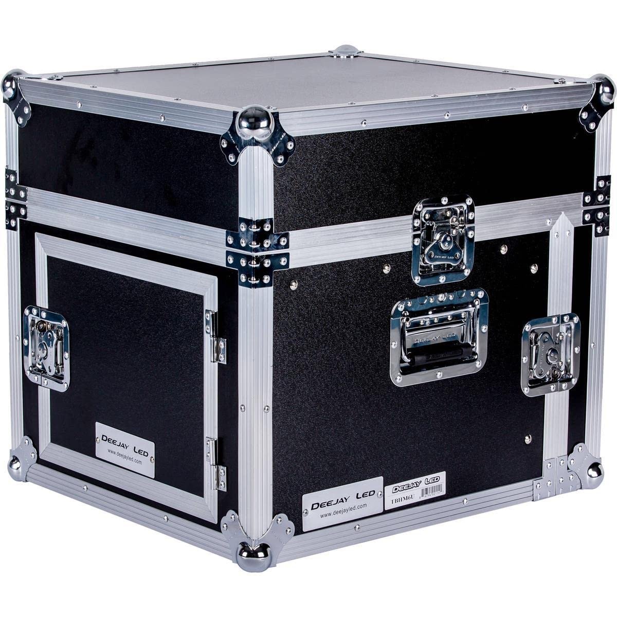 DEEJAY LED TBHM6U Fly Drive Case 10u Space Slant Mixer Rack / 6u Space Vertical Rack System with Full Accordion Accessory Door