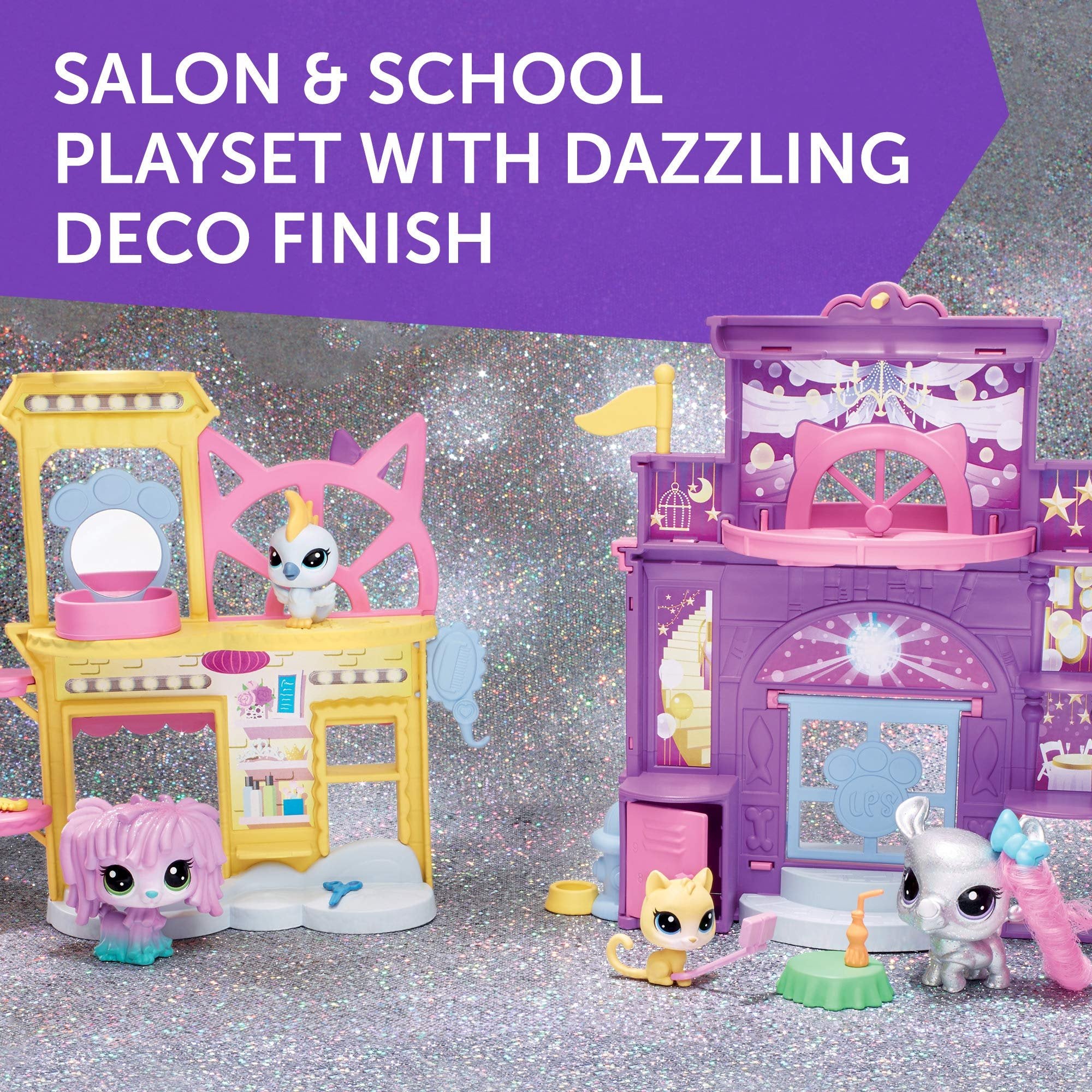 Littlest Pet Shop Prep 'n Party Double Playset Toy, Sparkle Deco, Includes Fan-Voted Pet, Ages 4 and Up