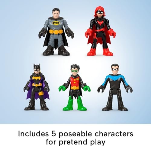 Fisher-Price Imaginext DC Super Friends Batman Toys Family Multipack Figure Set, 5 Characters & 7 Accessories for Kids Ages 3+ Years