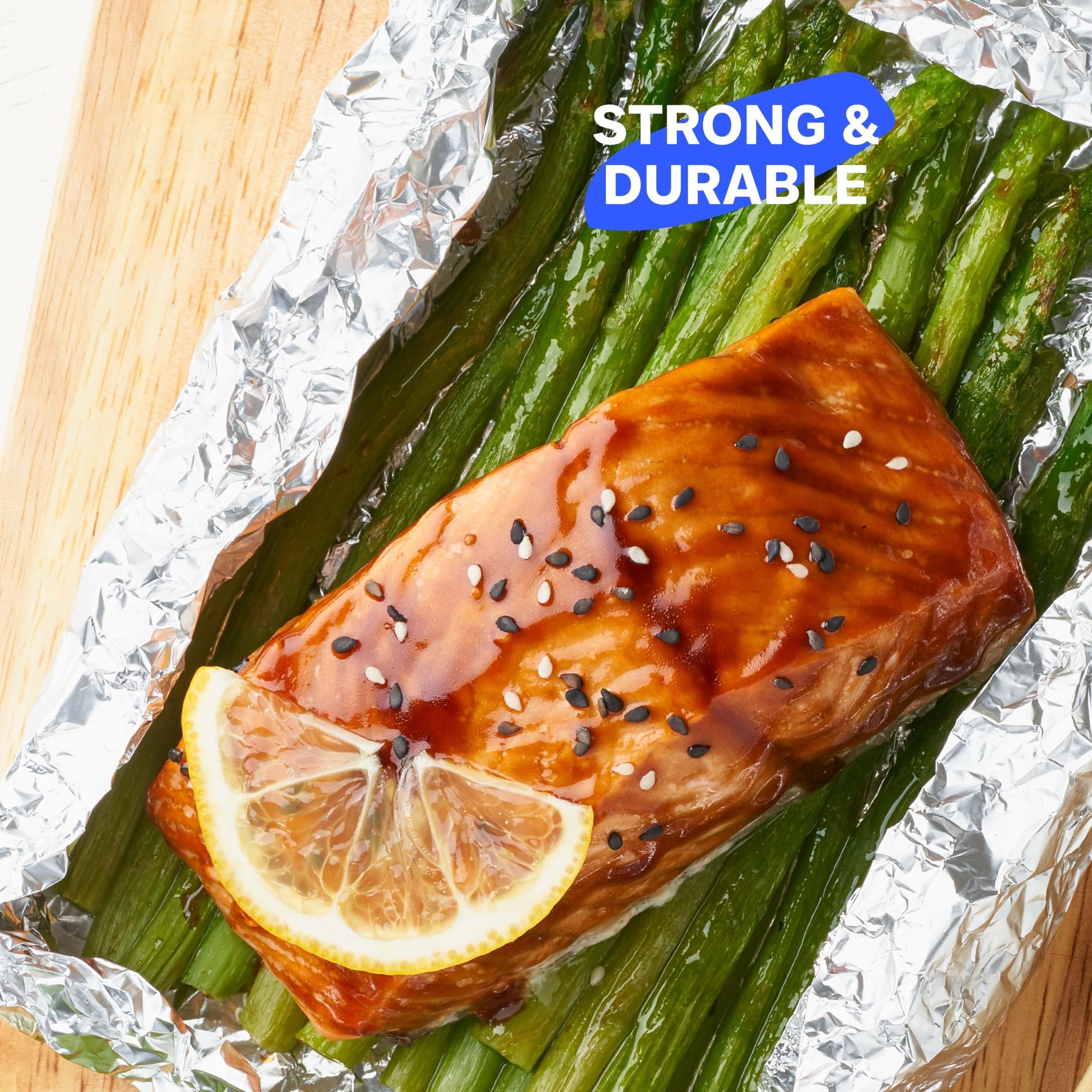 Heavy Duty Aluminum Foil, 250 Square Feet - 12" x 250' - Easy Tear Non-Stick Aluminum Foil Roll - Perfect For Multipurpose Kitchen Use, Baking, Roasting, Grilling, BBQ & Food Storage