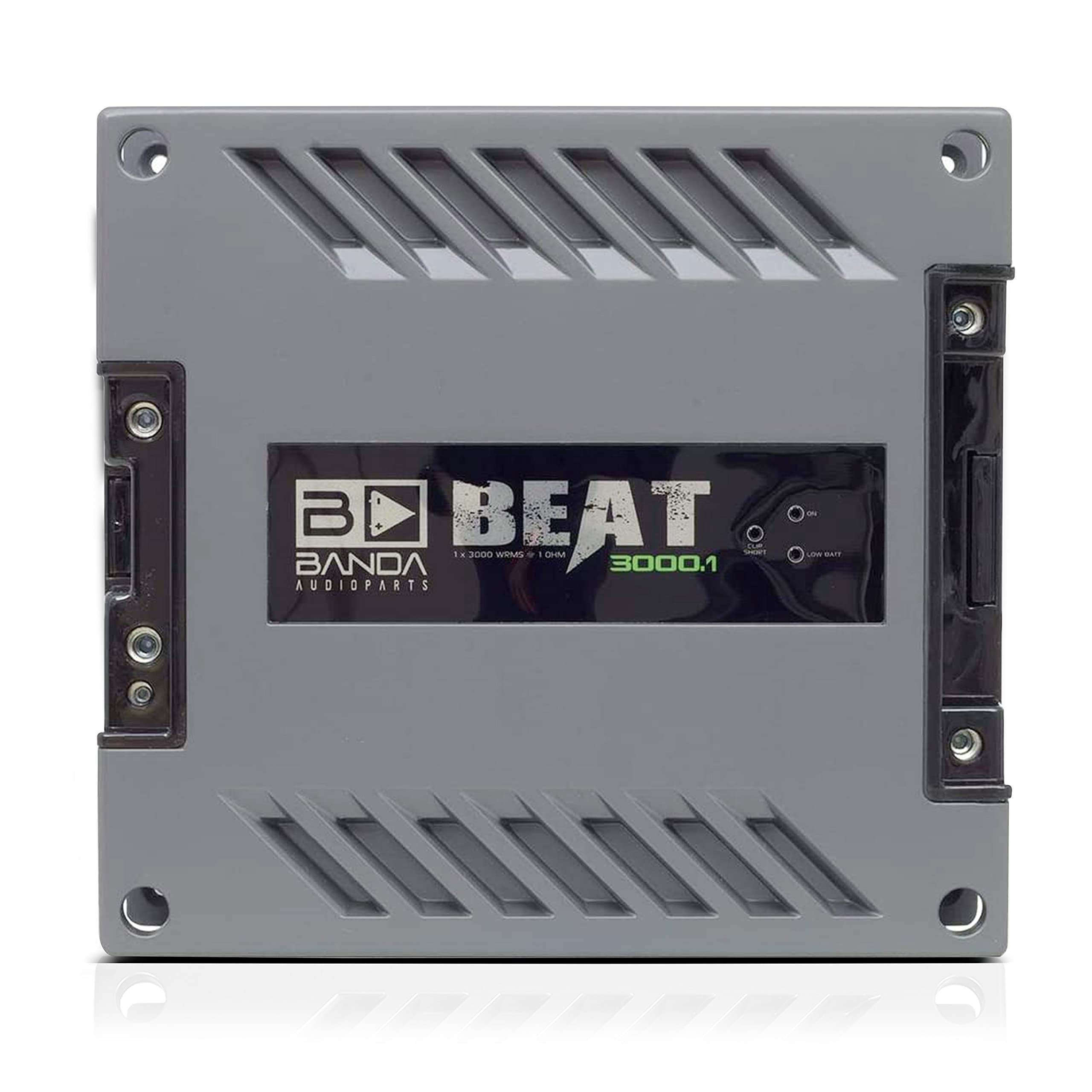 Banda 1-Channel Vehicle Audio Amplifier - 3000 Watts High-Powered Mono Bass Amplifier w/Subsonic Filter and Low Pass Filter Stable at 1 ohm, LED Indicators, Sound Specialization - BANDA BEAT3001