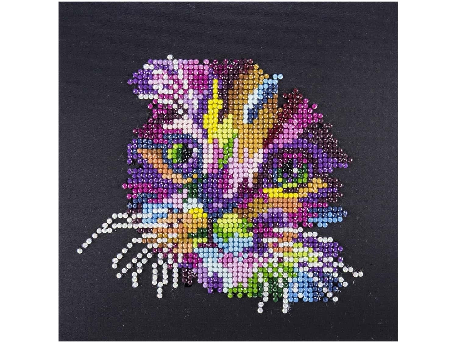 Diamond Art By Leisure Arts Kit 8x8 Beginner Colorful Cat