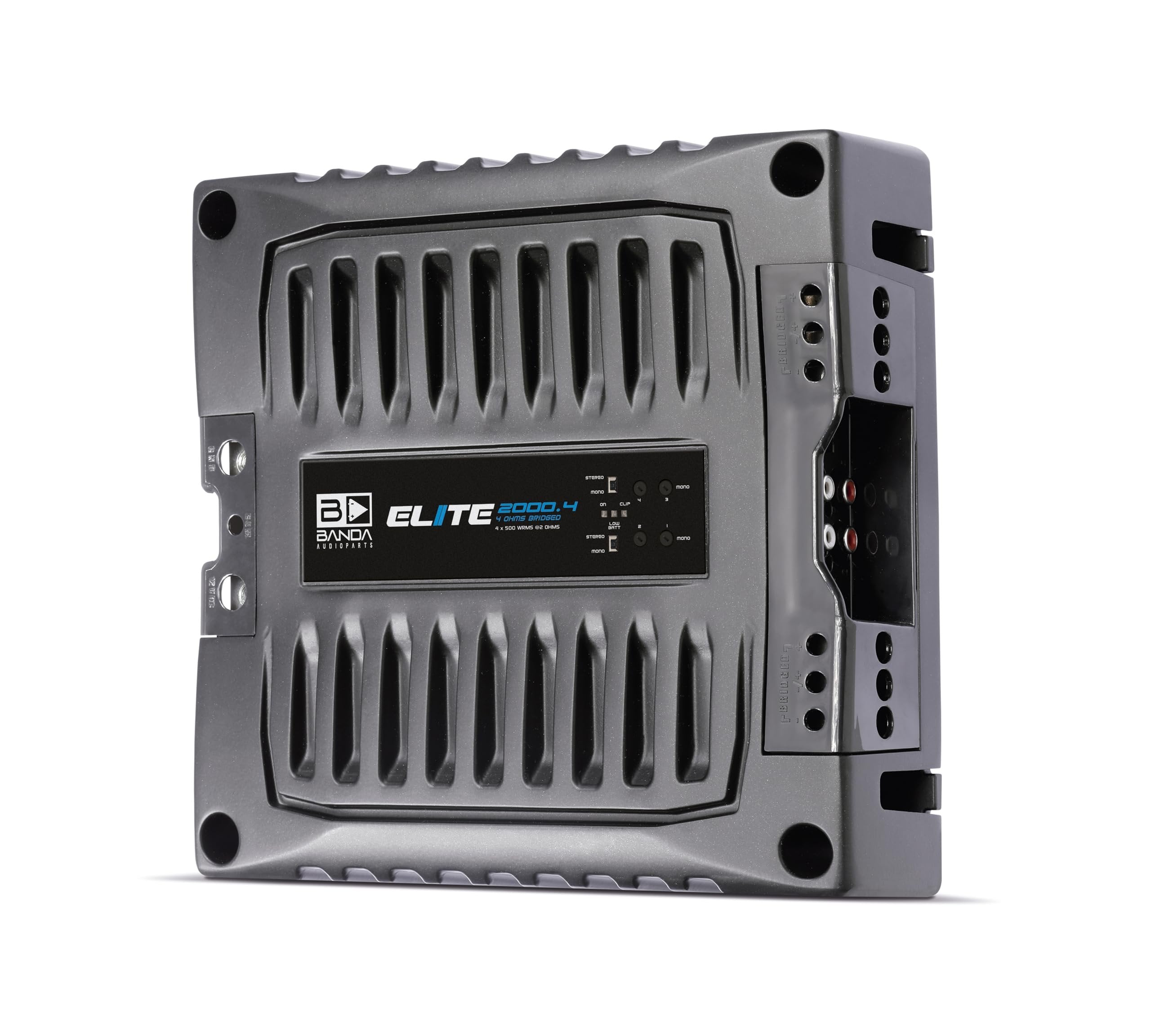 BANDA Audioparts ELITE2000.42OHMS Car Audio Amp 2-Ohm Elite 2000.4 Four Channel 500 Watts Max Class D Audio Amplifier Black - 2000.42OHM