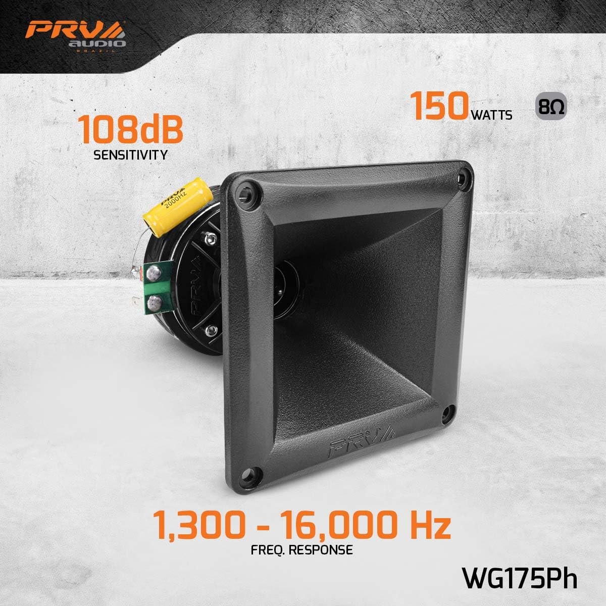 PRV AUDIO WG175Ph 1" Exit Compression Driver, 150 Watts Program Power, High Frequency, 108dB Tweeter Driver + Horn Combo - Horn Driver Car Audio