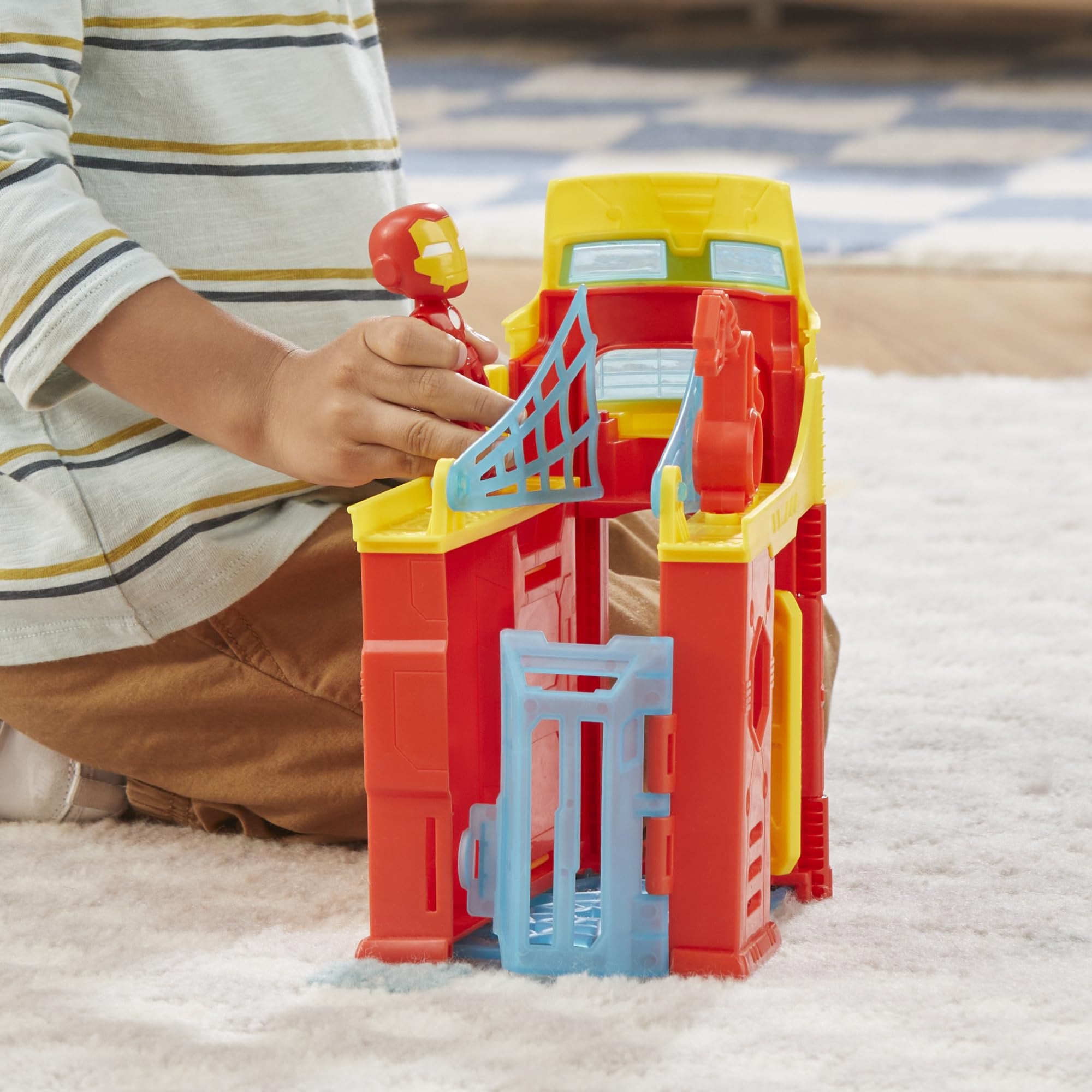 Spidey and his Amazing Friends Stark Tower Playset, Includes 4-Inch Iron Man Action Figure, Marvel Super Hero Toys for Kids 3 and Up