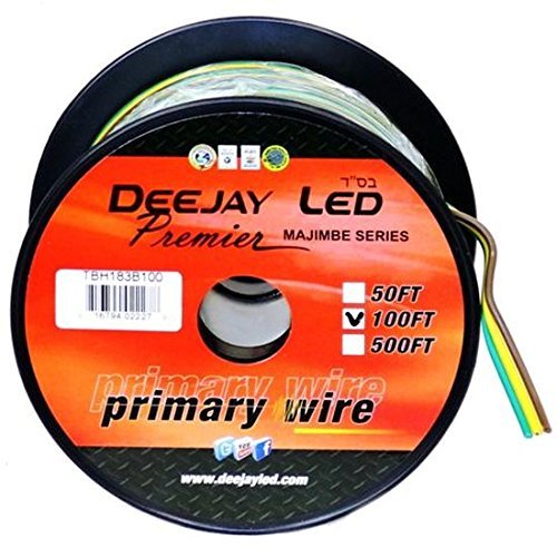 High Performance 100-foot 3-conductor 18 Gauge Primary Stranded Cable Ideal For Accessory Hookups Three Conductors; Yellow,Brown And Green Making It Easier To Route DEEJAY LED TBH183B100