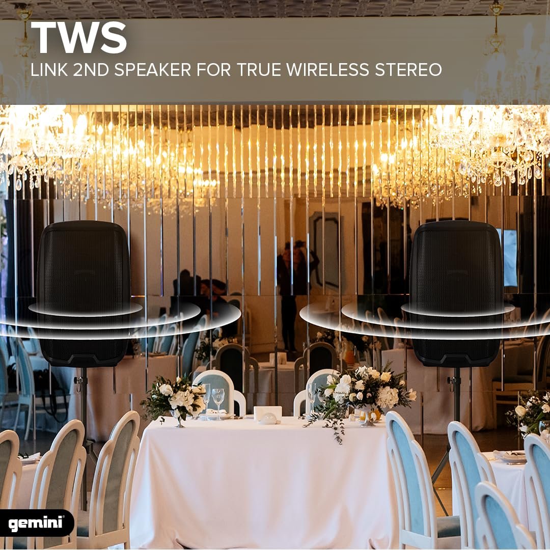 Gemini Sound AS-2112BT - Dynamic 1500W 12-inch Bluetooth Loudspeaker for DJs & Audio Enthusiasts - Perfect for Parties, Church & DJ Events, with Easy TWS Pairing, USB/SD Playback & Rugged Design