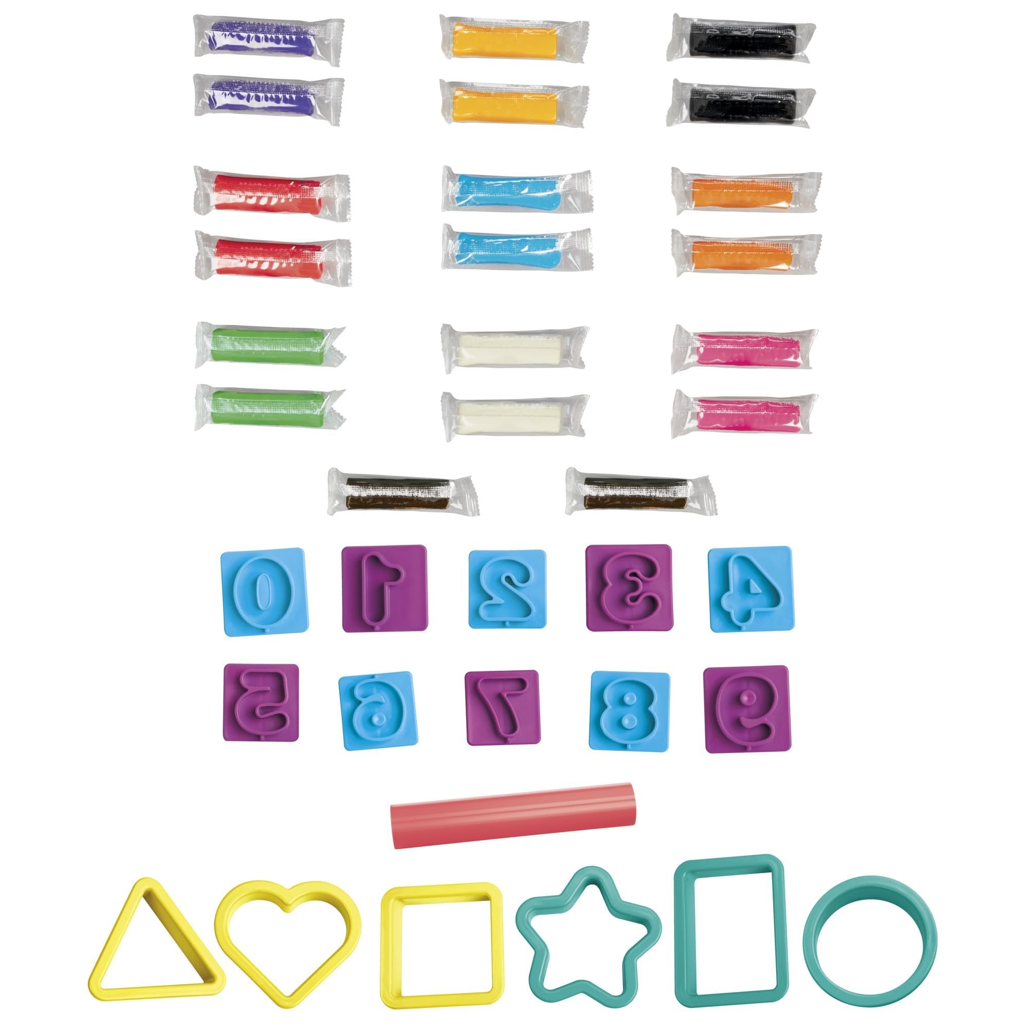 Play-Doh Numbers and Shapes Playset with 17 Tools & 20 Compound Sticks, Kids Arts & Crafts, Preschool Toys, for Girls & Boys, Ages 3+