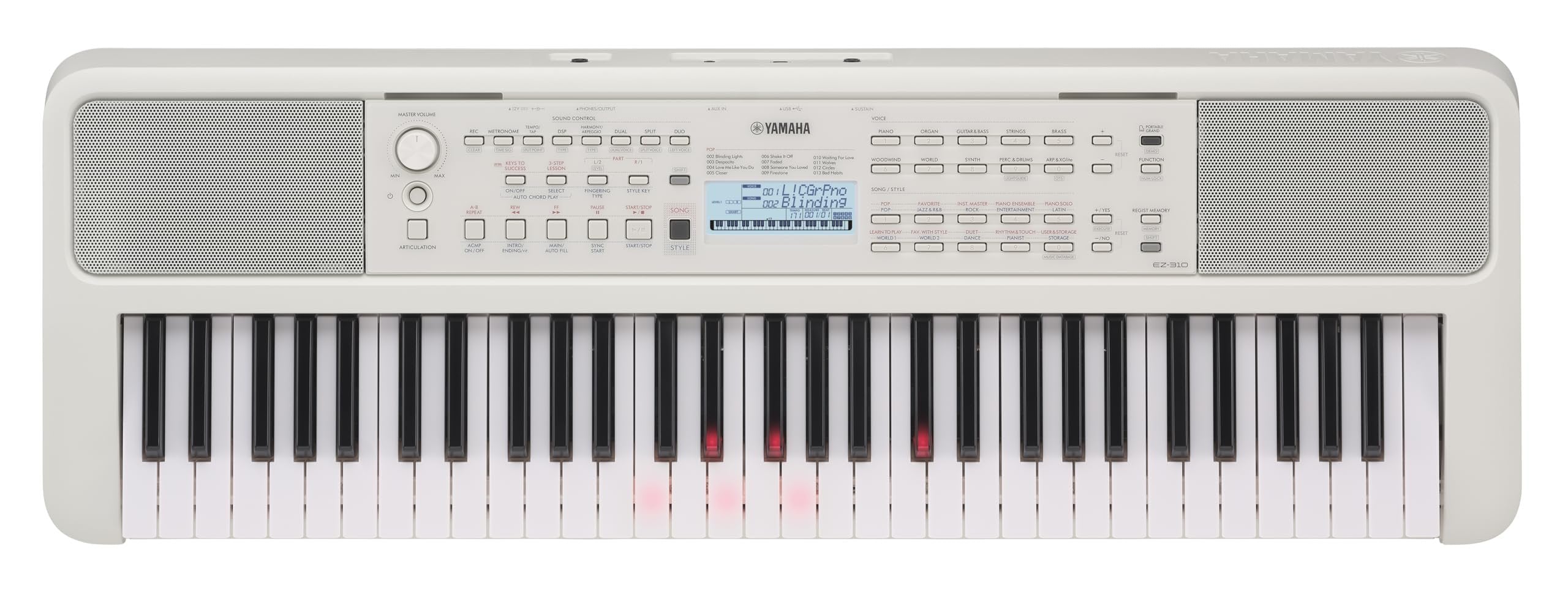 Yamaha EZ-310 61 Key Portable Keyboard with Lighted Keys with Music Rest, Power Adapter