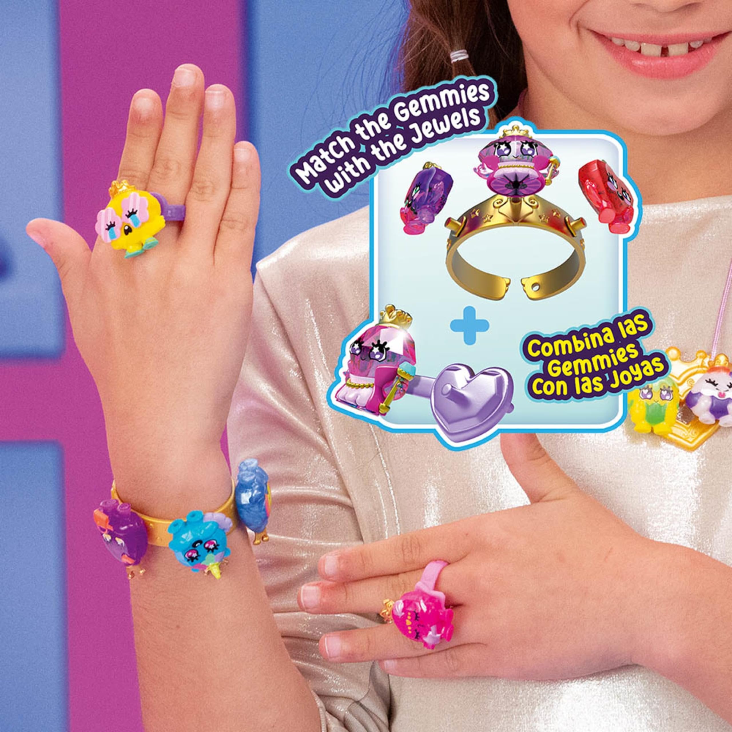 Pinky Promise Gemmy Friends Pretend Play Pack with 12 Surprise Characters — Create Your Own Princess Jewelry Toy — 80 Different Gems to Collect and Wear — Gift for Kids and Girls Ages 4, 5, 6, or 7