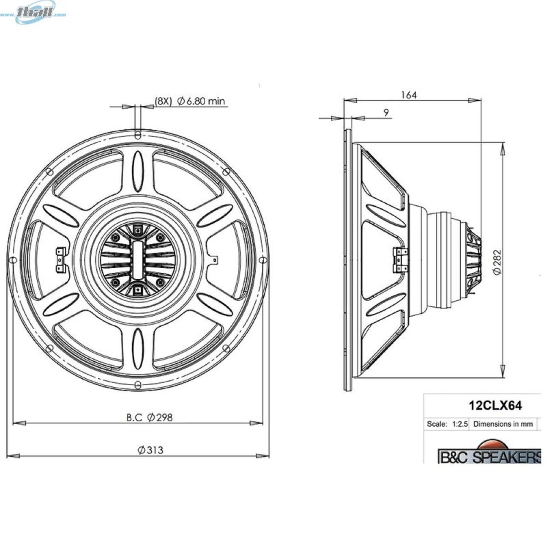 B&C Speakers 12CLX64-8 Coaxials 12-inch Dual Voice Coil Coaxial Full Range Speaker with Neodymium Pro Audio Component Speaker Driver for Motorcycle Car