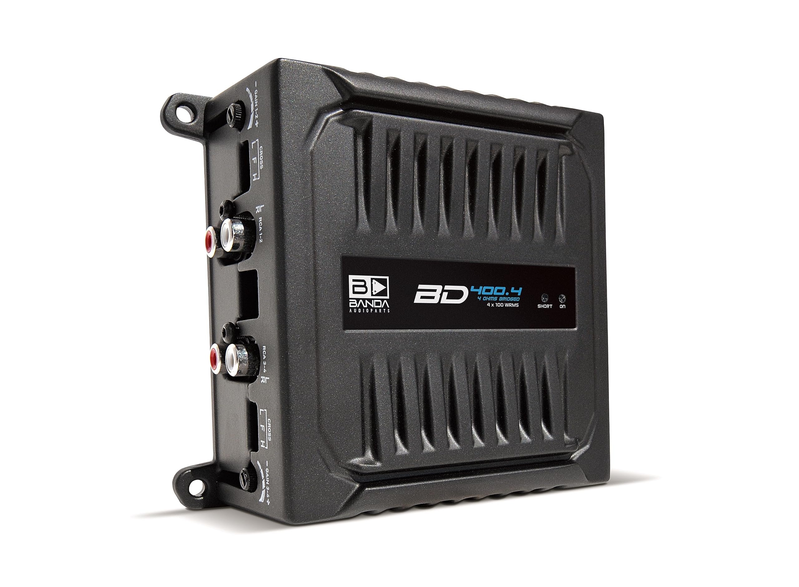 Banda Audioparts BD400.4BLACK Four Channel 4 x 100 Watt Rms Full Range Car Audio Amplfier 4 Ohms Bridged with Optional Use Low or High Pass Filters Black