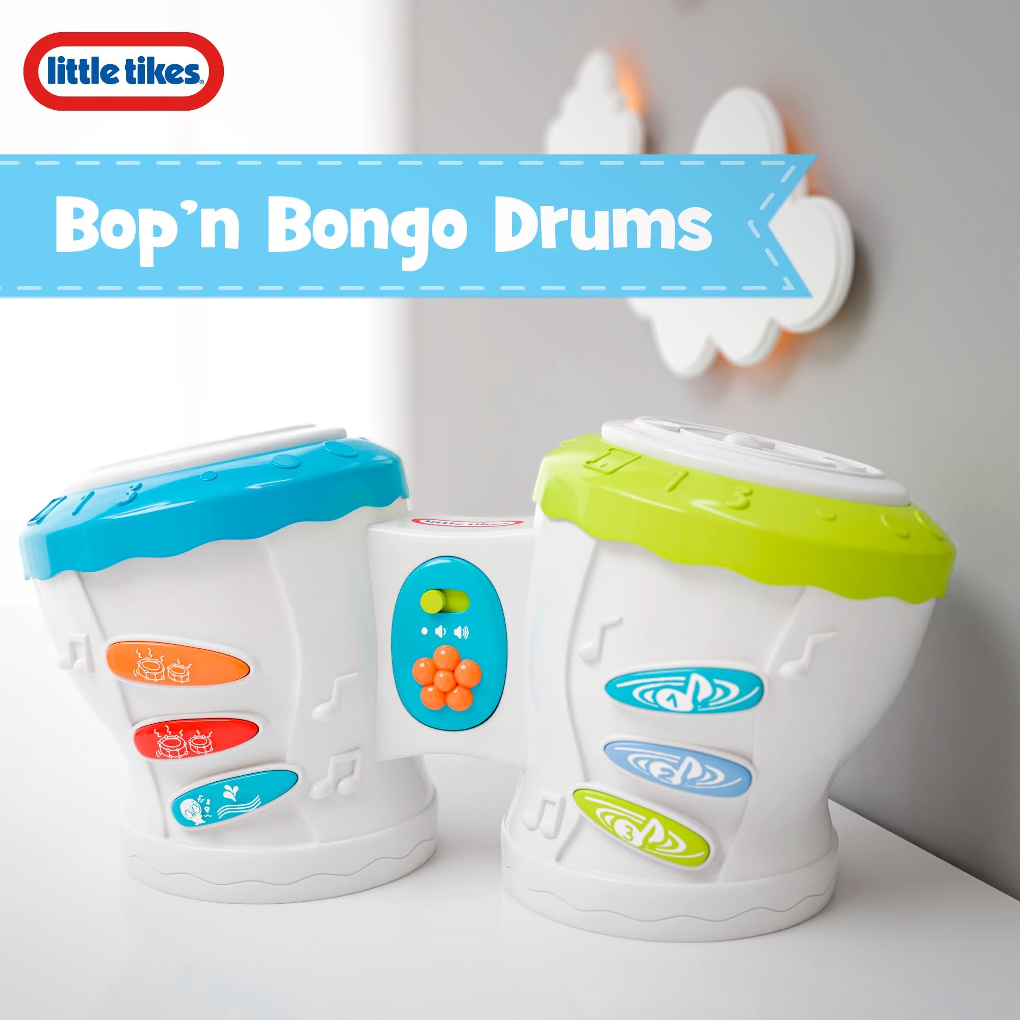 Lollipop Bop N’ Bongo Drums Electronic Drum Set for Toddlers 12+ Months, Learning Toys for 1 Year Old Boys and Girls, Toddler Toys 1-2, Baby Toys 12-18 Months, Drum Pad