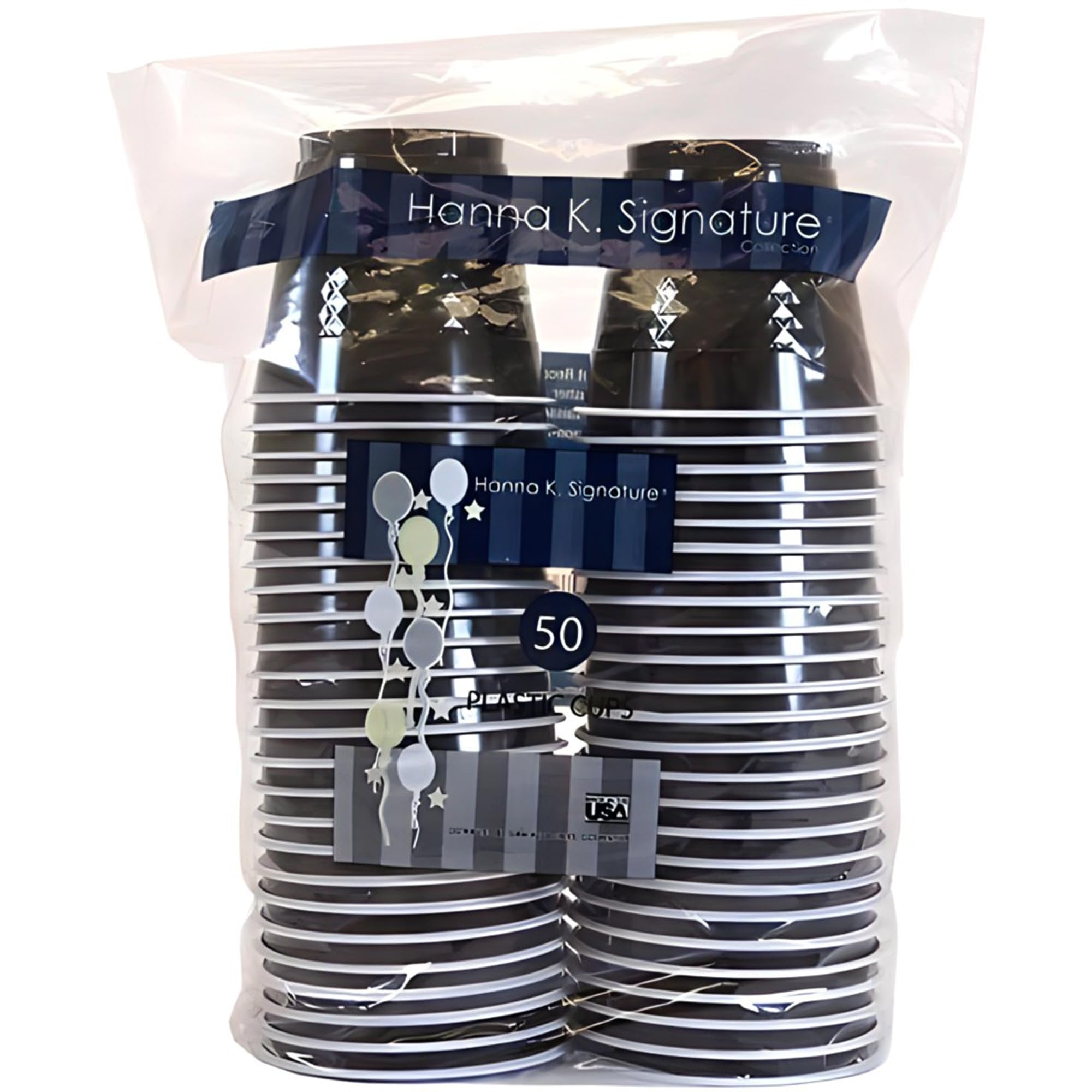 DOCLOGE Plastic Cups-9oz | Black | Pack of 50 Cup, 50 Count (Pack of 1)