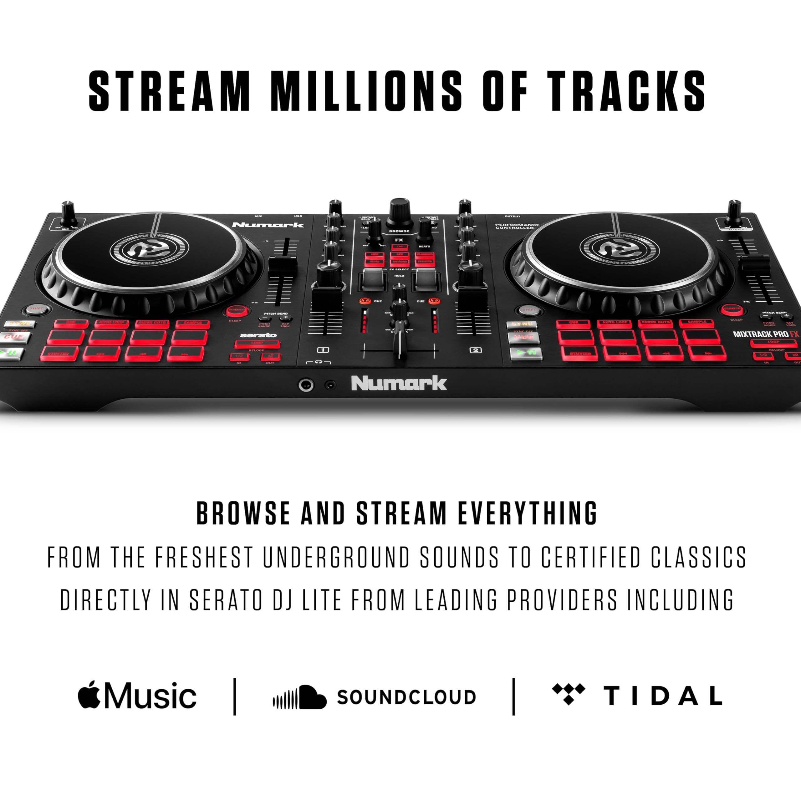 Numark Mixtrack Pro FX Serato DJ Controller with 2 Decks, Mixer, (Effects Paddles and Audio Interface)