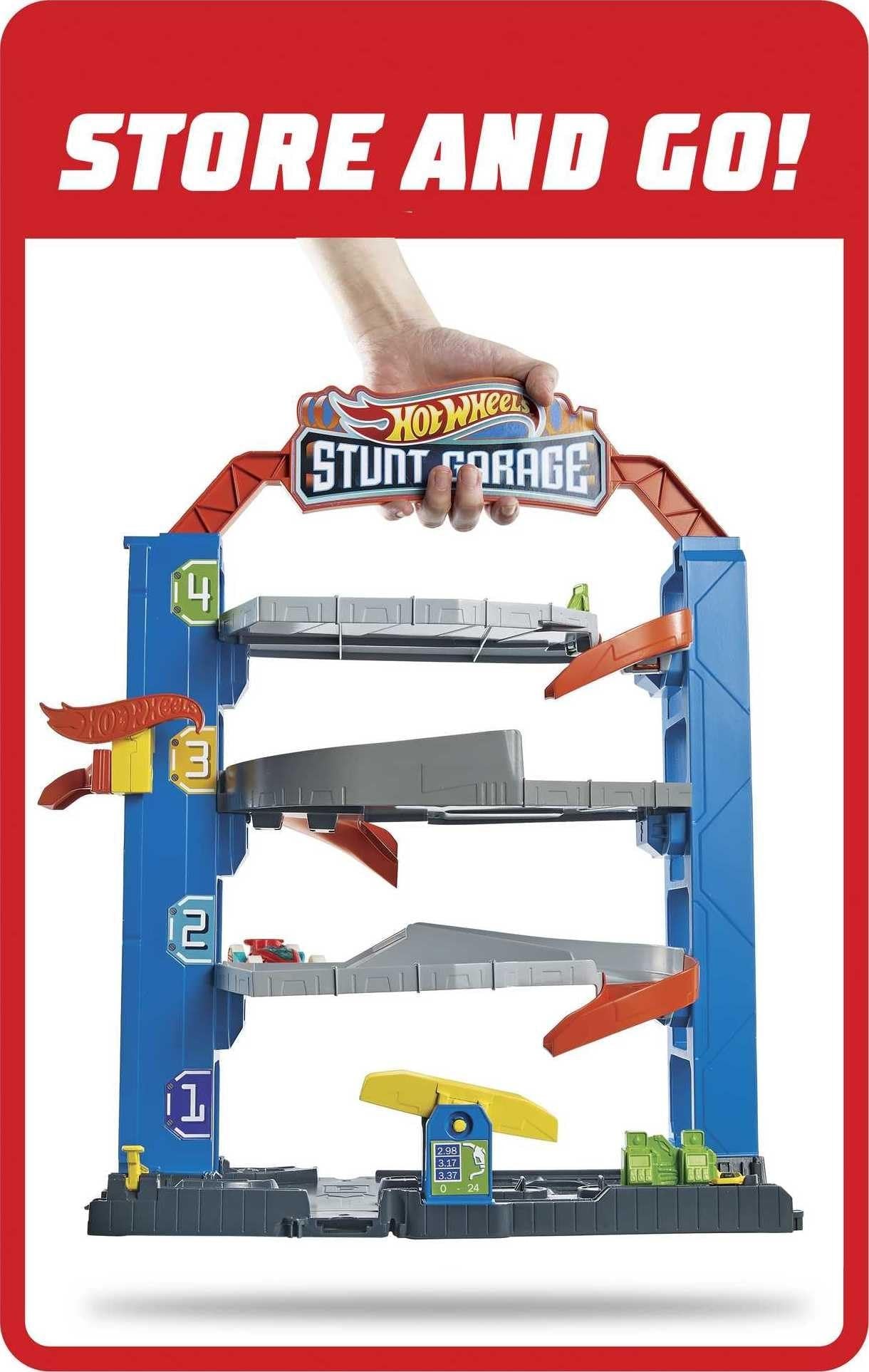 Hot Wheels City Stunt Garage Play Set Gift Idea for Ages 3 to 8 Years Elevator to Upper Levels Connects to Other Sets