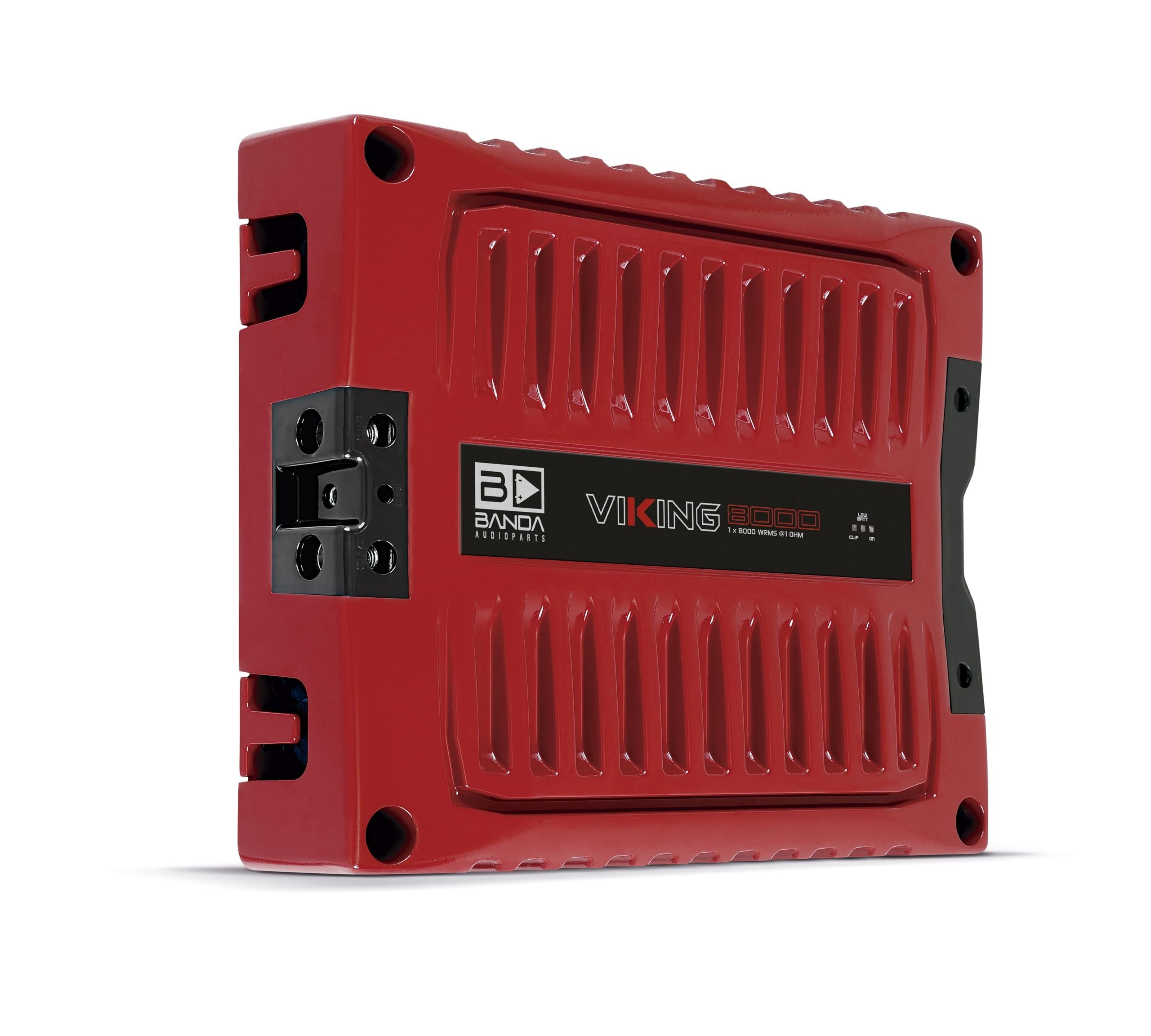 Banda VIK8000.1RED New Viking 8000 Watts Rms Amplifier Audio Car Speaker 1-Ohm Full Range Crafted with Aluminum Chassis, LED Indicators - Red