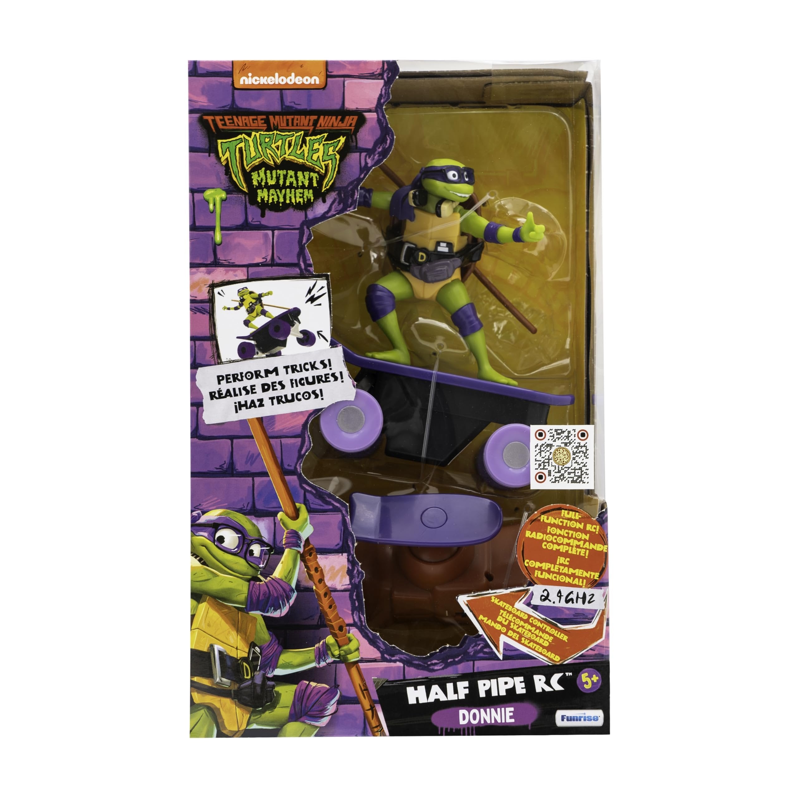 Teenage Mutant Ninja Turtles Toy, Donatello Half Pipe RC Skate Vehicle, Mutant Mayhem Remote Control TMNT Toy for Kids, Ages 3+